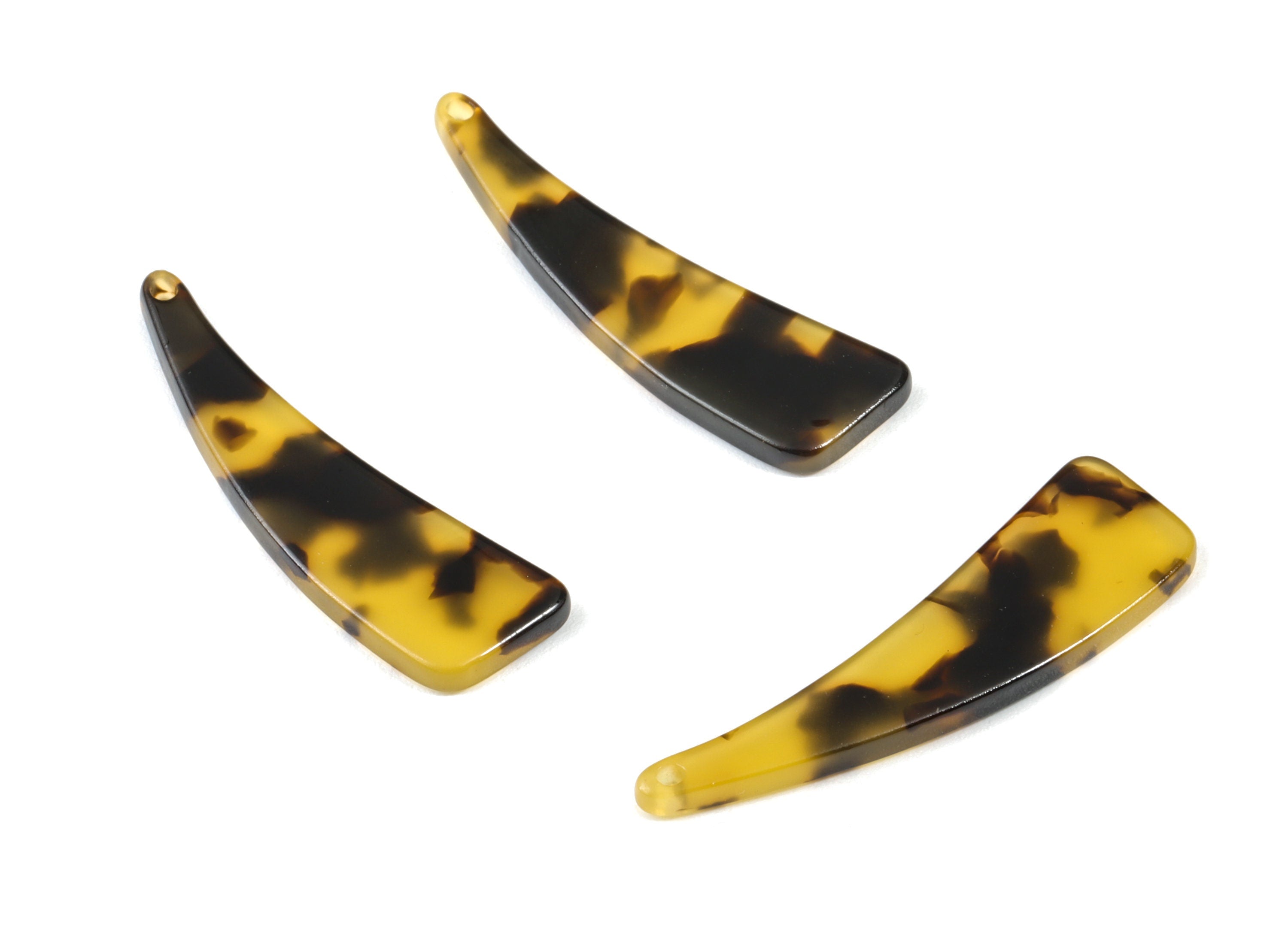 Acetate Acrylic Earring Charms - Tortoise Shell Earrings - Ivory Shaped Pendant - Color Code: A02 - 39.72x11.2x2.58mm - AC1128 - DOMEDBAZAAR