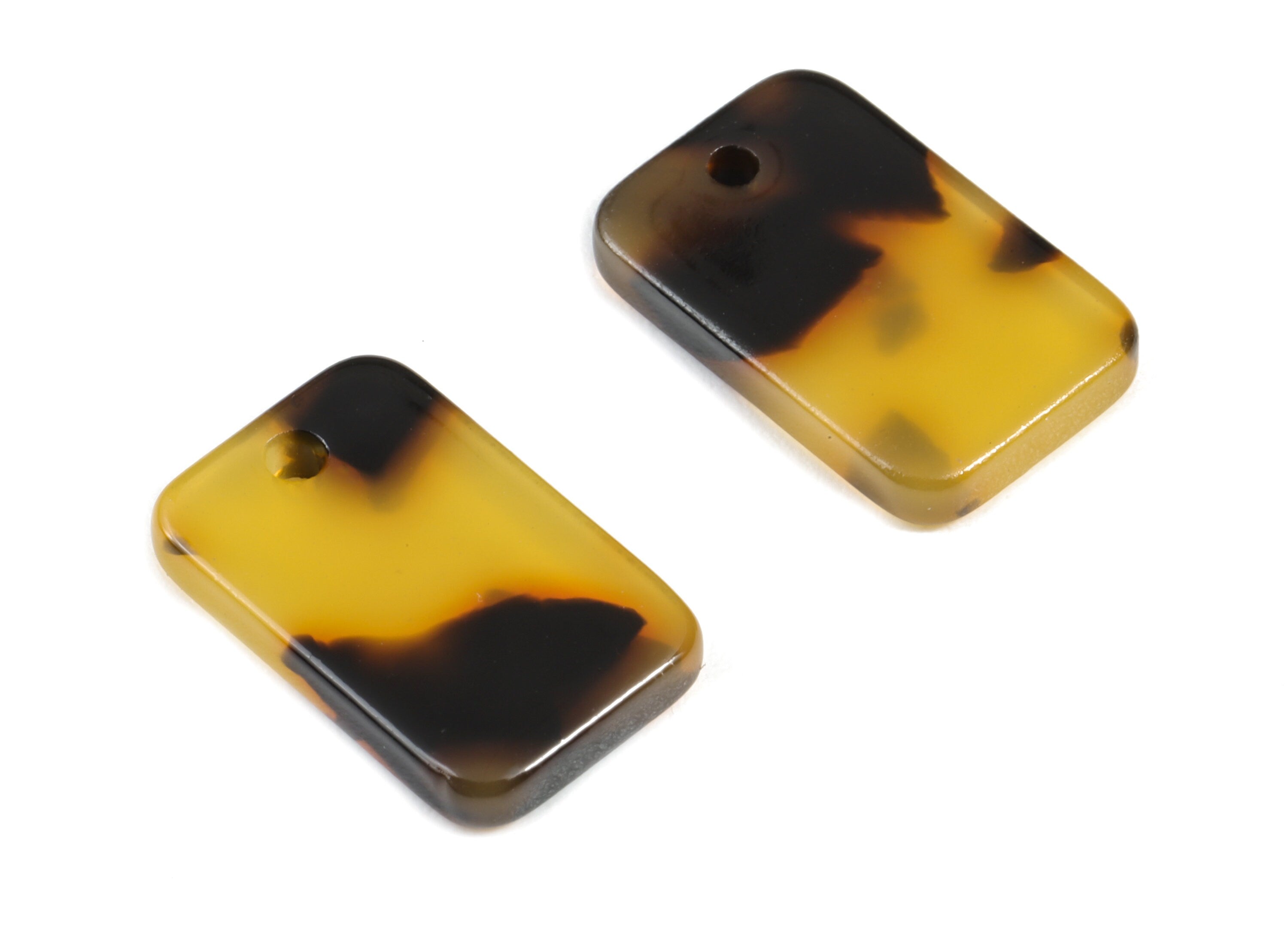 Acetate Acrylic Earring Charms - Tortoise Shell Earring - Rectangle Pendant - Jewelry Supplies - Color Code: A01 - 16.9x10.9x2.7mm - AC1143F - DOMEDBAZAAR
