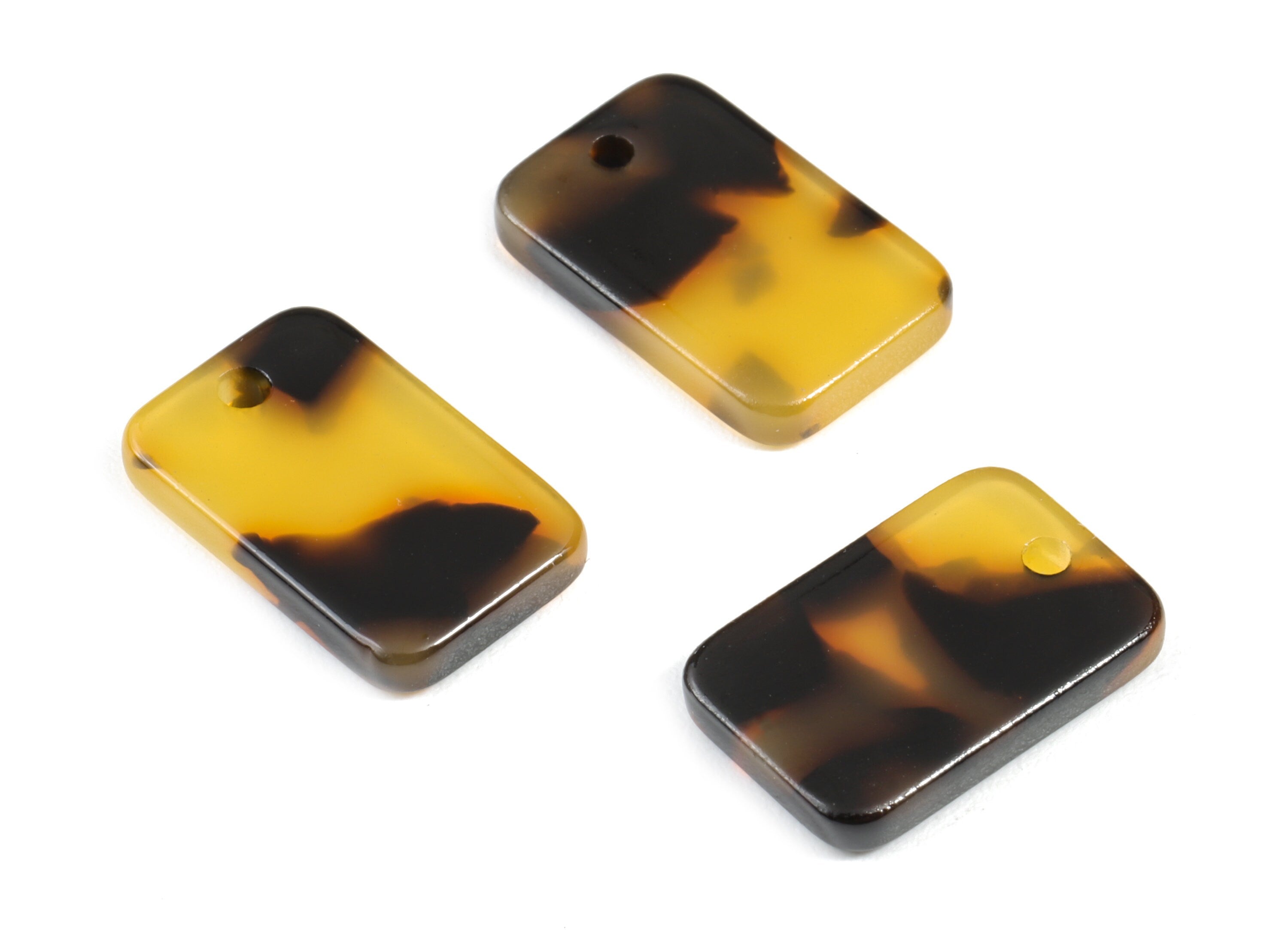 Acetate Acrylic Earring Charms - Tortoise Shell Earring - Rectangle Pendant - Jewelry Supplies - Color Code: A01 - 16.9x10.9x2.7mm - AC1143F - DOMEDBAZAAR