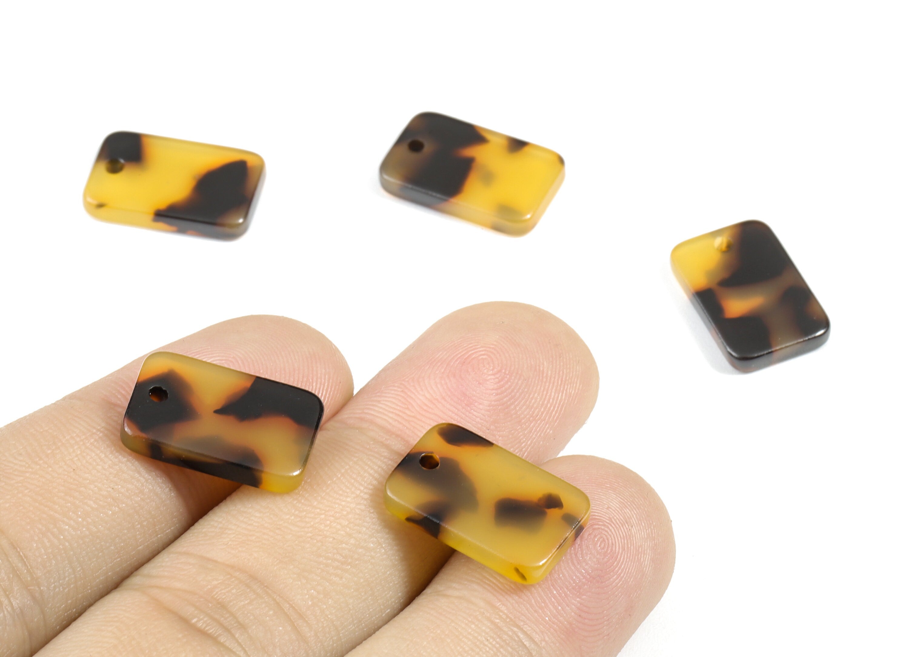 Acetate Acrylic Earring Charms - Tortoise Shell Earring - Rectangle Pendant - Jewelry Supplies - Color Code: A01 - 16.9x10.9x2.7mm - AC1143F - DOMEDBAZAAR