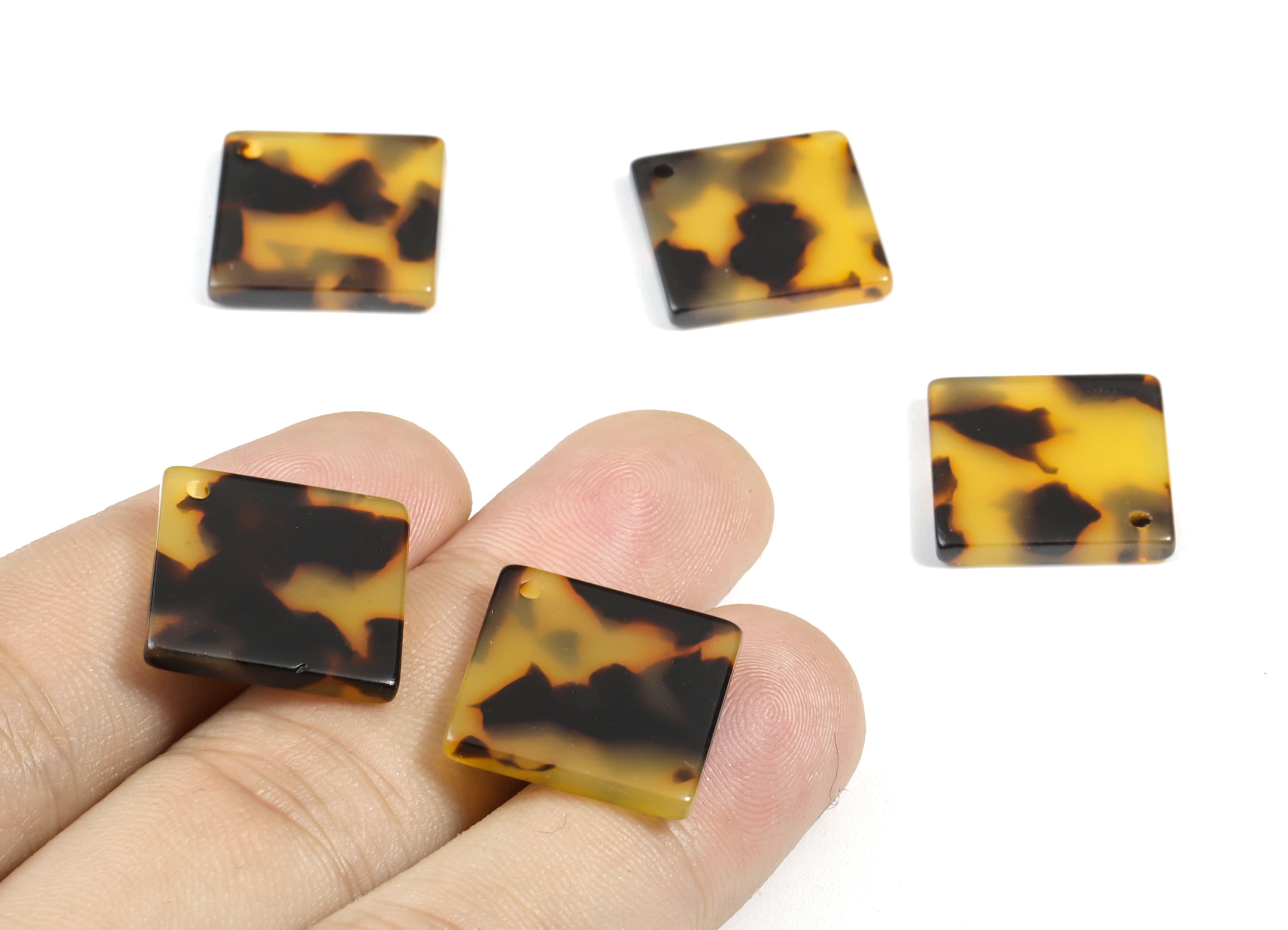 Acetate Acrylic Charms - Tortoise Shell Earring - Rectangle Pendant - Jewelry Supplies - Color Code: A01 - 28.05x19.85x2.55mm - AC1597-A01 - DOMEDBAZAAR