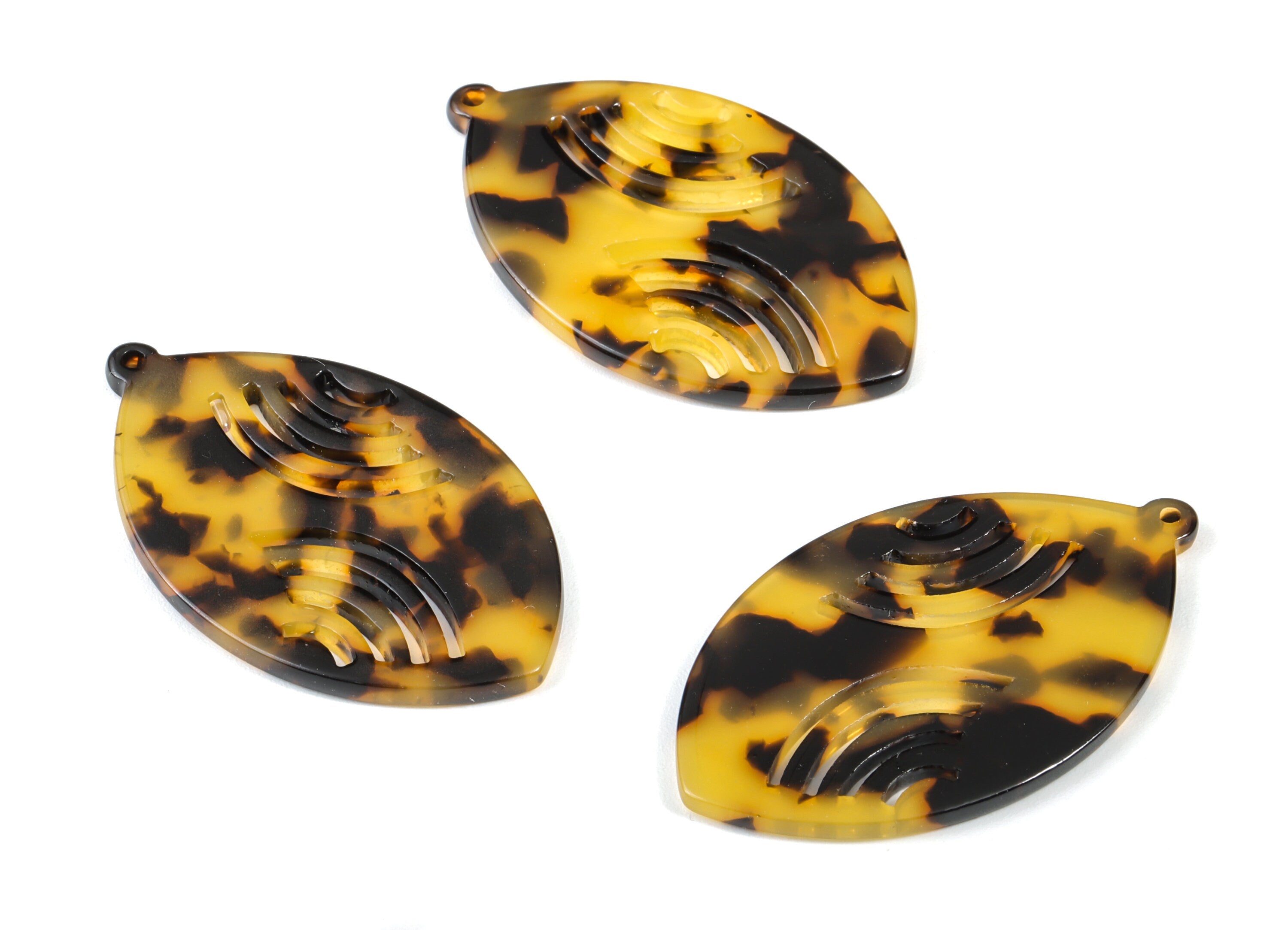 Acetate Leaf Charms - Tortoise Shell Earrings - Leaf Pendant - Jewelry Making Supplies - Color Code: A01 - 49.72x29.67x2.54mm - AC1602-A01 - DOMEDBAZAAR