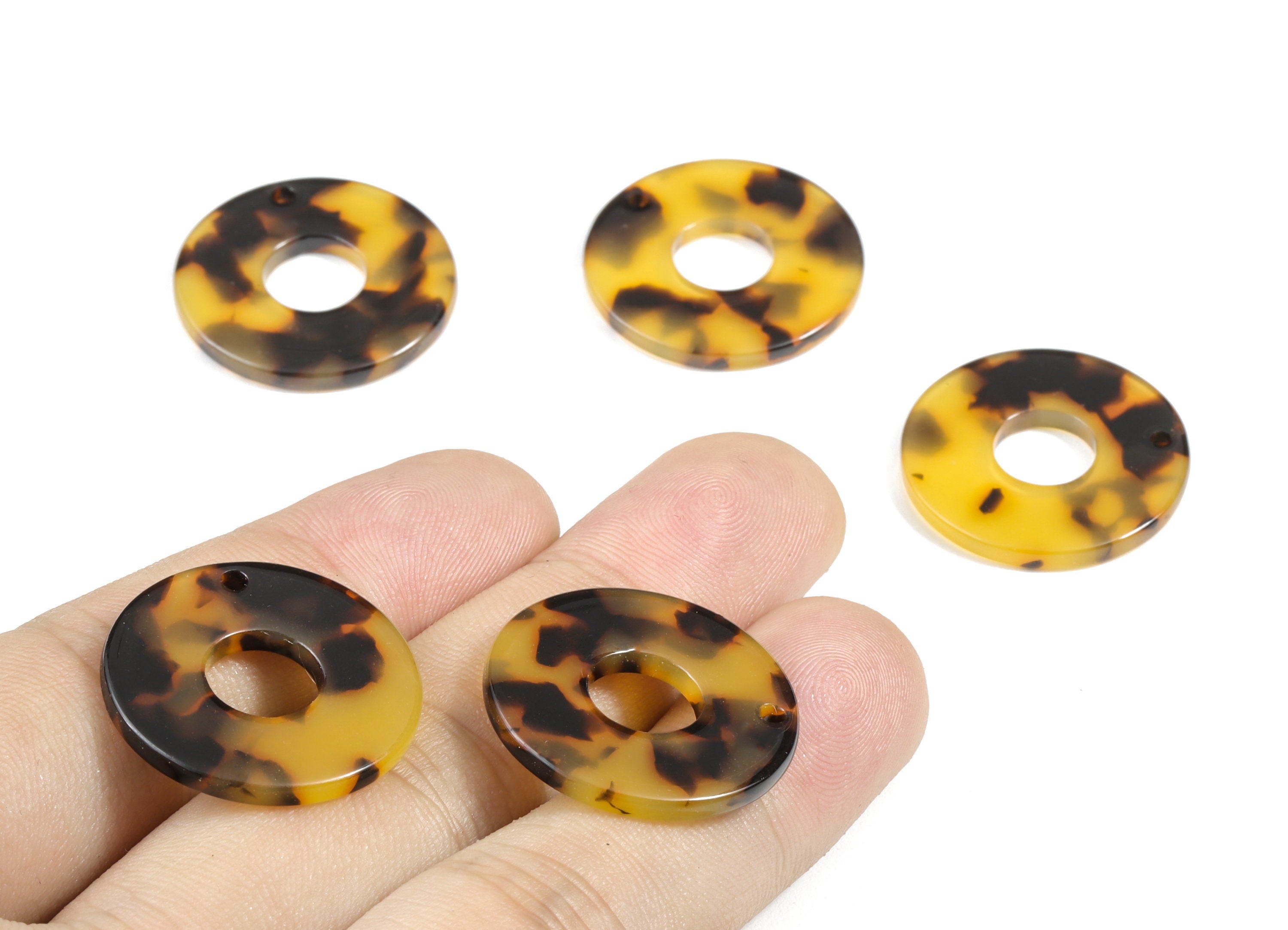 Acetate Circle Charms - Tortoise Shell Earrings - Round Earring and Pendant - Color Code: A01 - 24.87x24.87x 2.62mm - AC1603-A01 - DOMEDBAZAAR