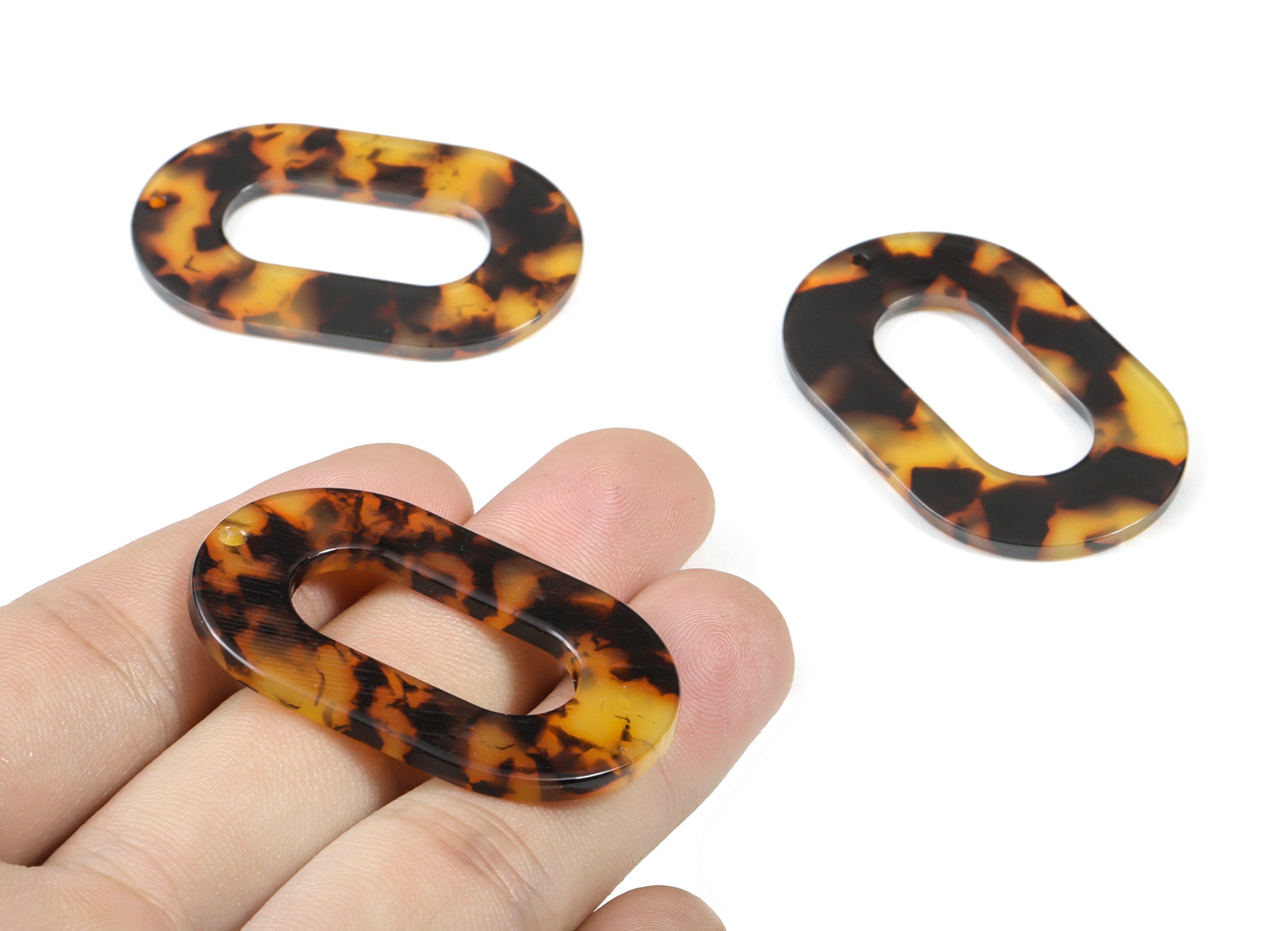 Acetate Oval Charms - Tortoise Shell Earrings - Oval Pendant - Jewelry Making Supplies - Color Code: A02 - 45.67x28.59x2.51mm - AC1619-A01 - DOMEDBAZAAR