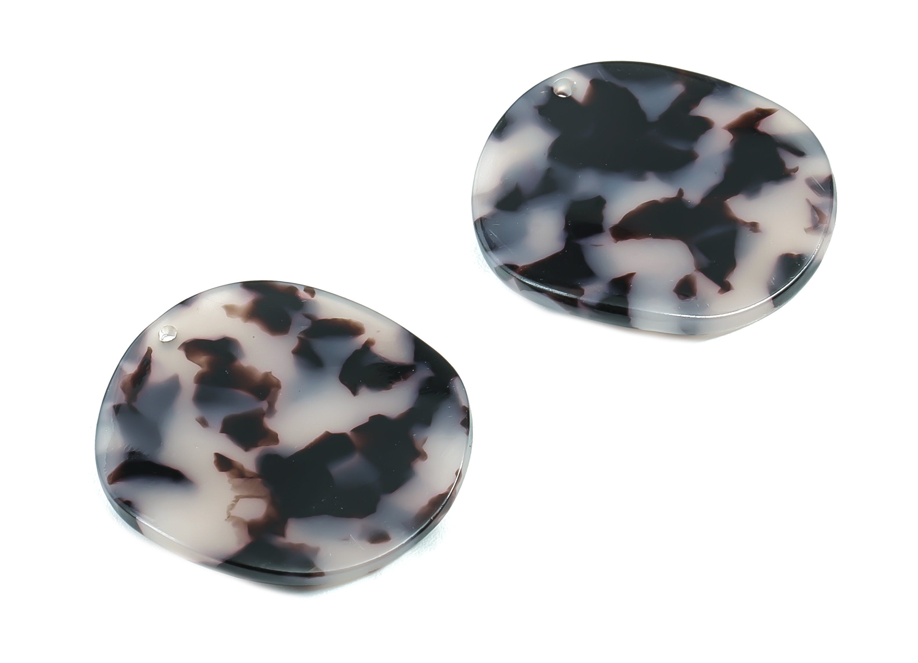 Acetate Wavy Disc Charms - Blonde Tortoise Shell Earrings - Wavy Disc Earrings and Pendant - Color Code: A06 - 34x2.5mm - AC1066B - DOMEDBAZAAR
