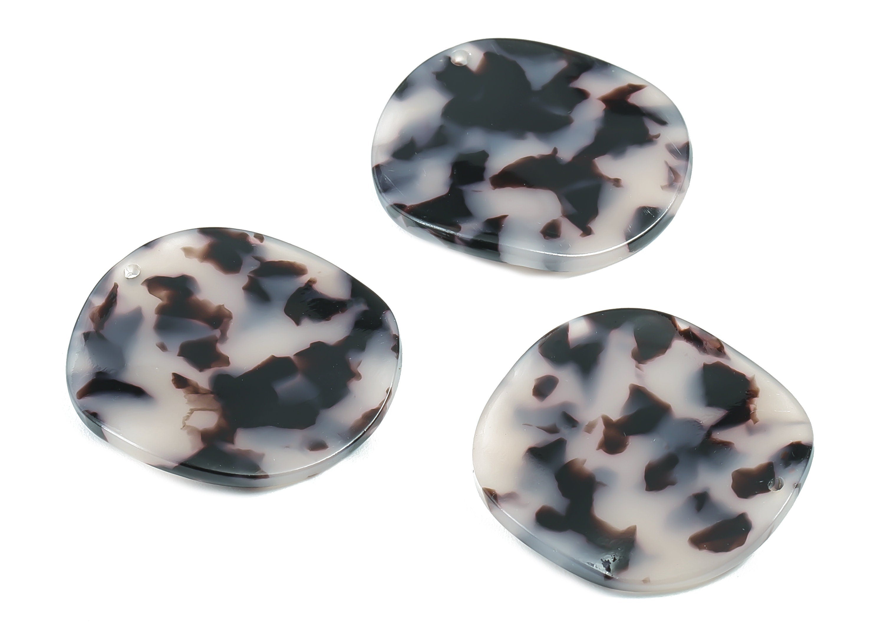 Acetate Wavy Disc Charms - Blonde Tortoise Shell Earrings - Wavy Disc Earrings and Pendant - Color Code: A06 - 34x2.5mm - AC1066B - DOMEDBAZAAR