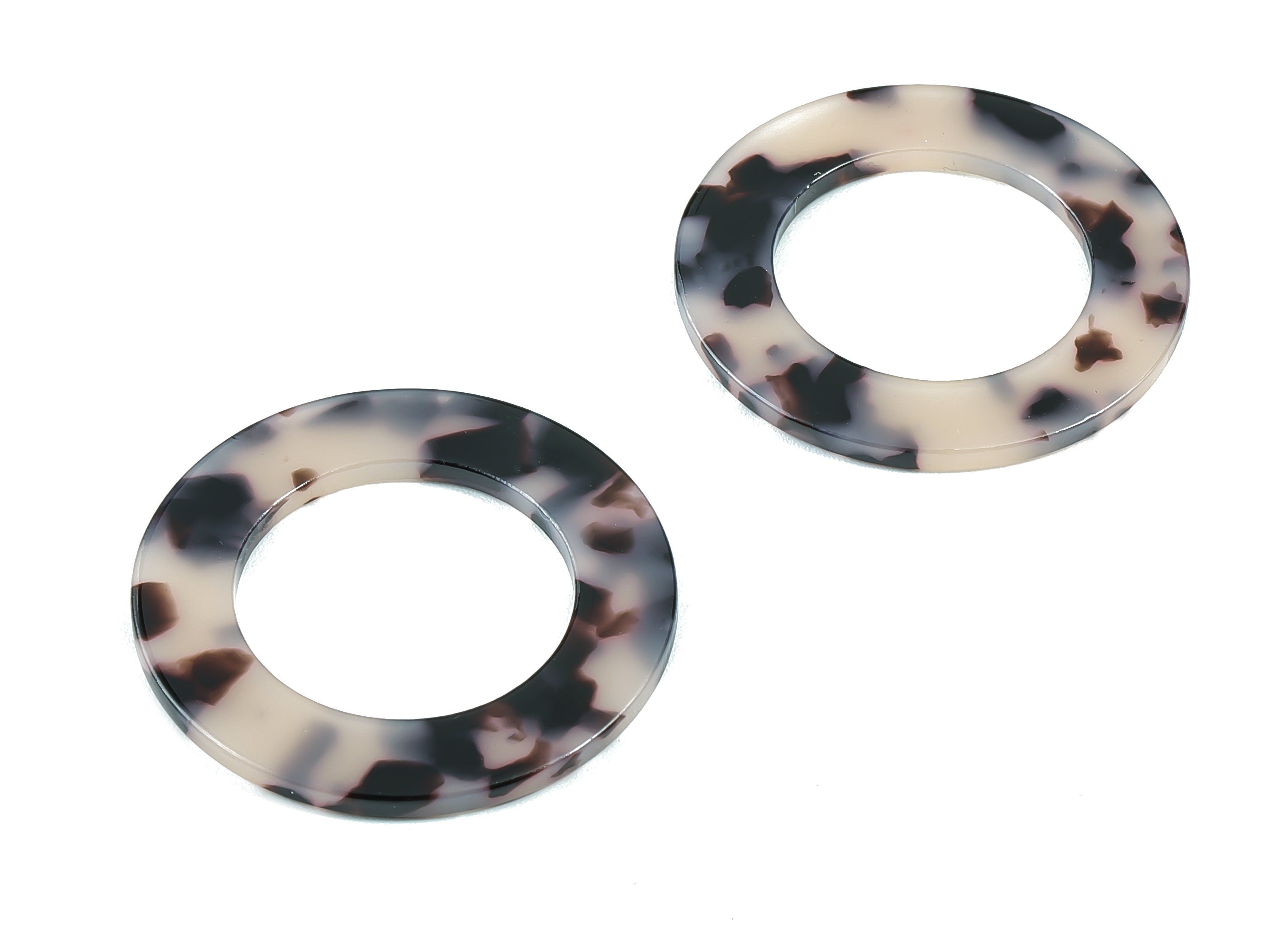 Acetate Circle Charms - Blonde Tortoise Shell Earrings - Circle Earrings & Pendant - No Hole - Color Code: A06 - 39.8x39.8x2.55mm - AC1070B2 - DOMEDBAZAAR