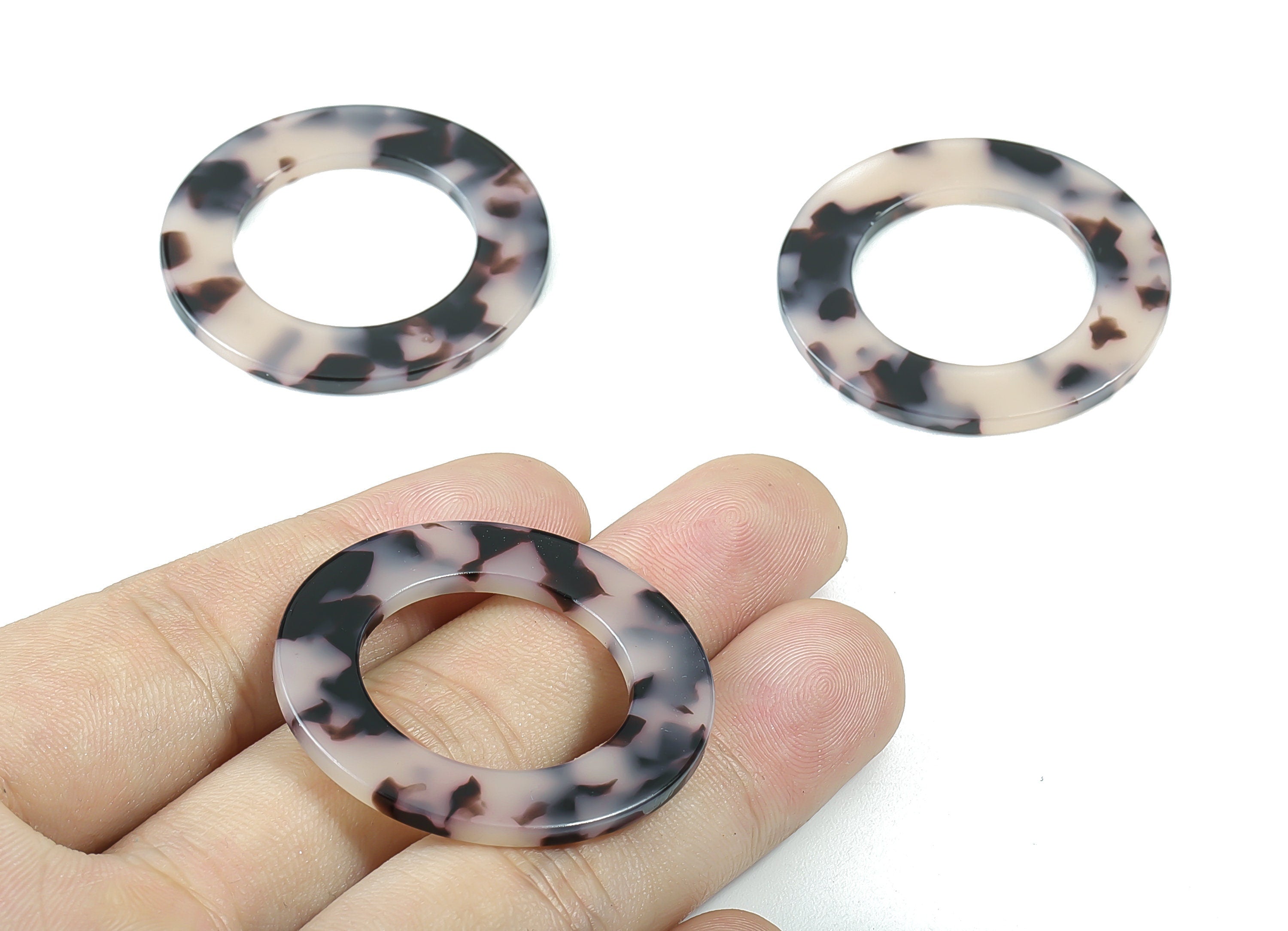 Acetate Circle Charms - Blonde Tortoise Shell Earrings - Circle Earrings & Pendant - No Hole - Color Code: A06 - 39.8x39.8x2.55mm - AC1070B2 - DOMEDBAZAAR