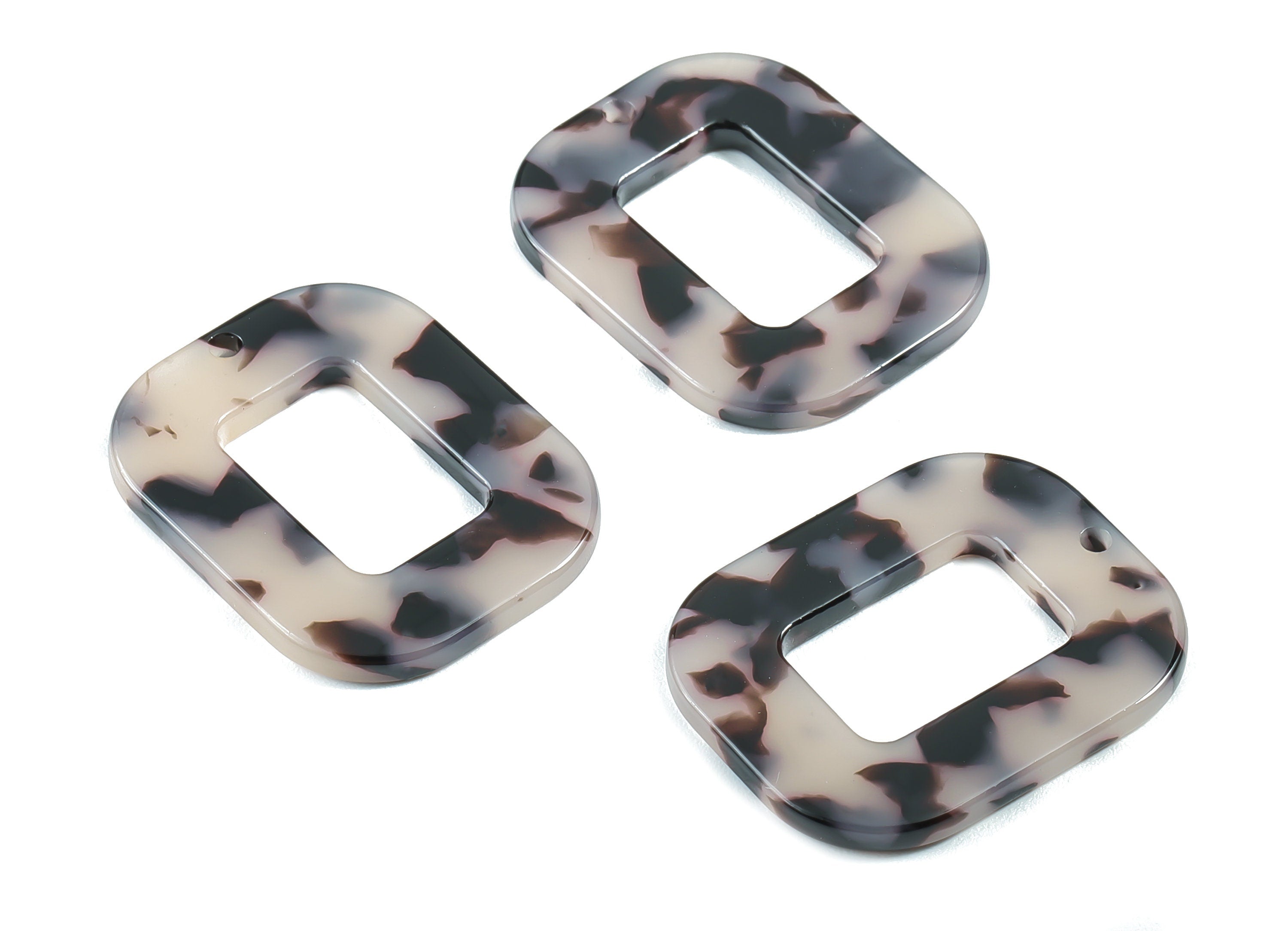 Acetate Rectangle Charms - Blonde Tortoise Shell Earrings - Rectangle Earrings and Pendant - Color Code: A06 -  32.4x26.5mm - AC1080B - DOMEDBAZAAR