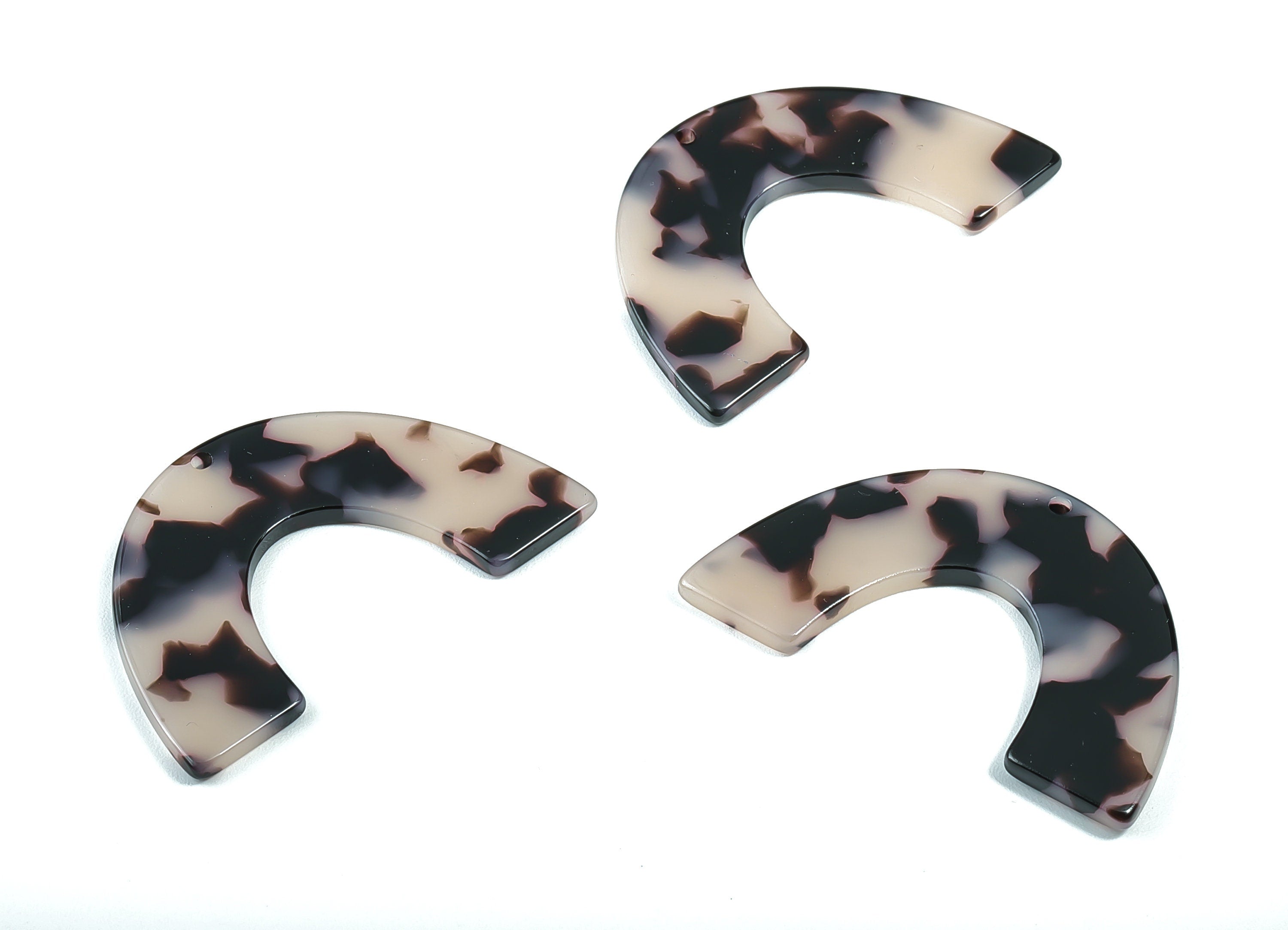 Acetate Large Arch Earring Charms One Hole - Semi Oval & U Shaped Pendant - Color Code: A06 - 30.5x48.2x2.51mm - AC1095B - DOMEDBAZAAR