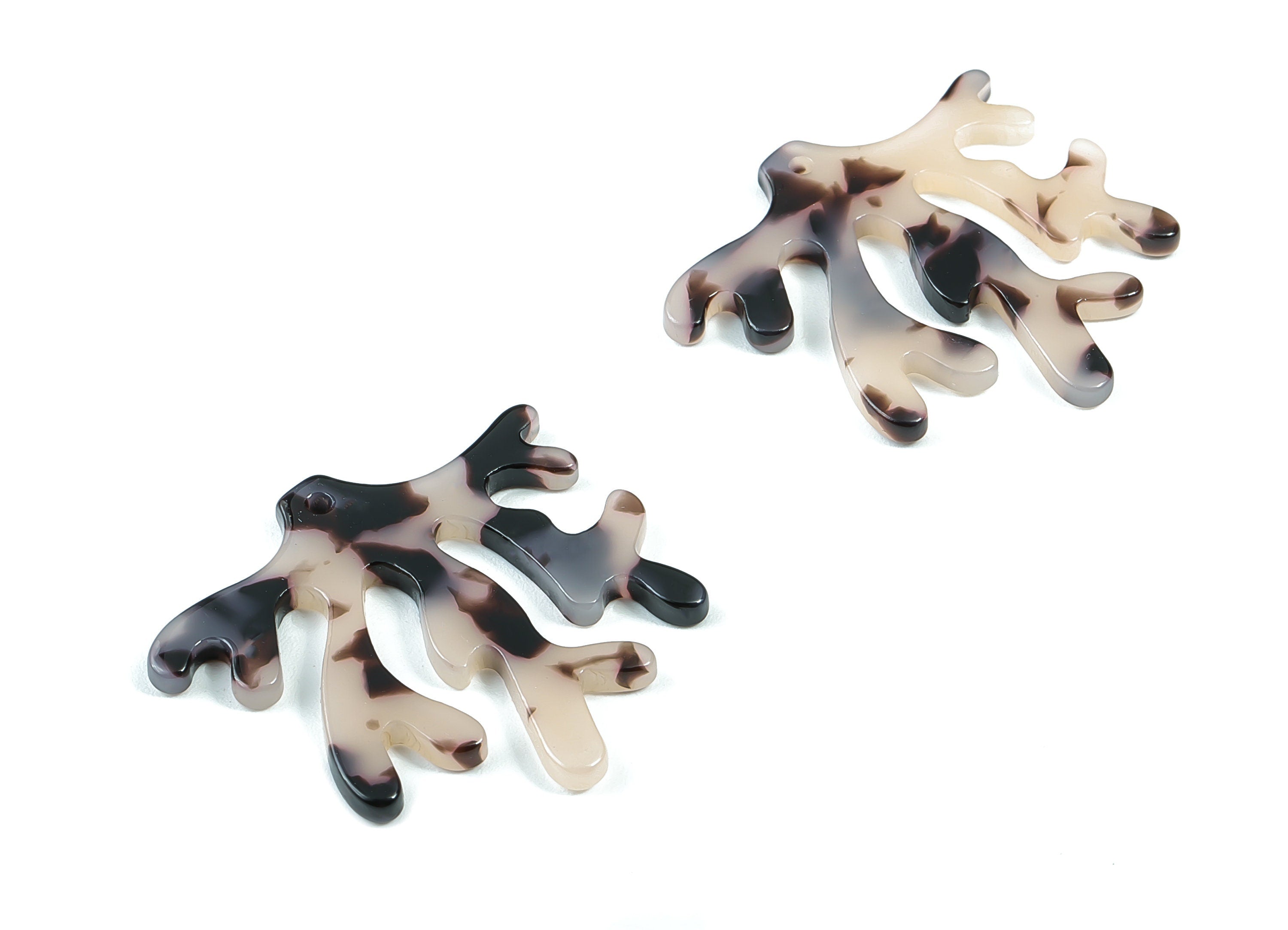 Acetate Coral Charms - Blonde Tortoise Shell Earrings - Coral Earring and Pendant - Color Code: A06 - 39.2x37.25x2.63mm - AC1108B - DOMEDBAZAAR