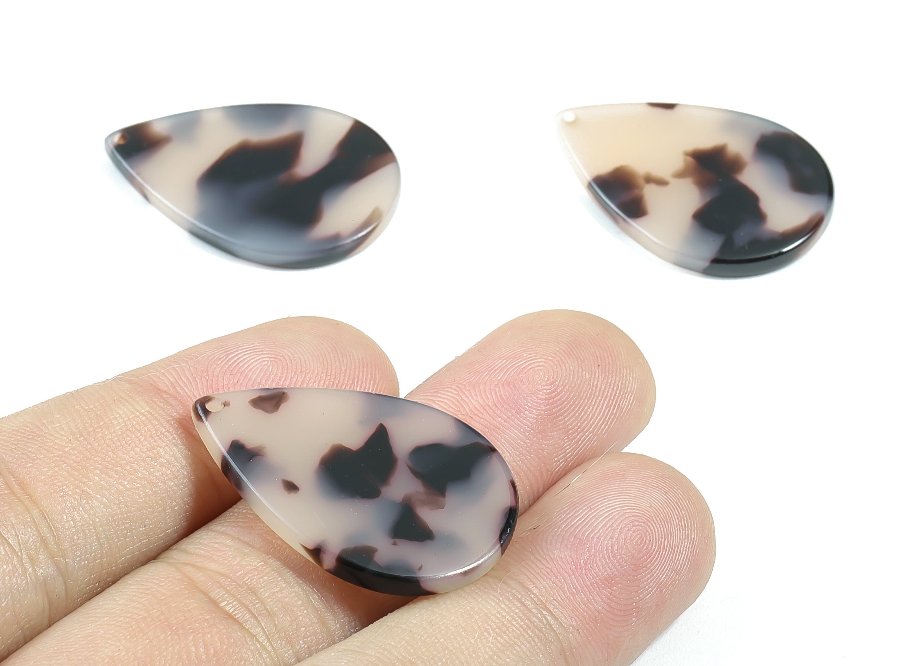 Acetate Drop Charms - Blonde Tortoise Shell Earrings - Drop Pendant - Color Code: A06 - 30.5x21x2.6mm - AC1127C - DOMEDBAZAAR