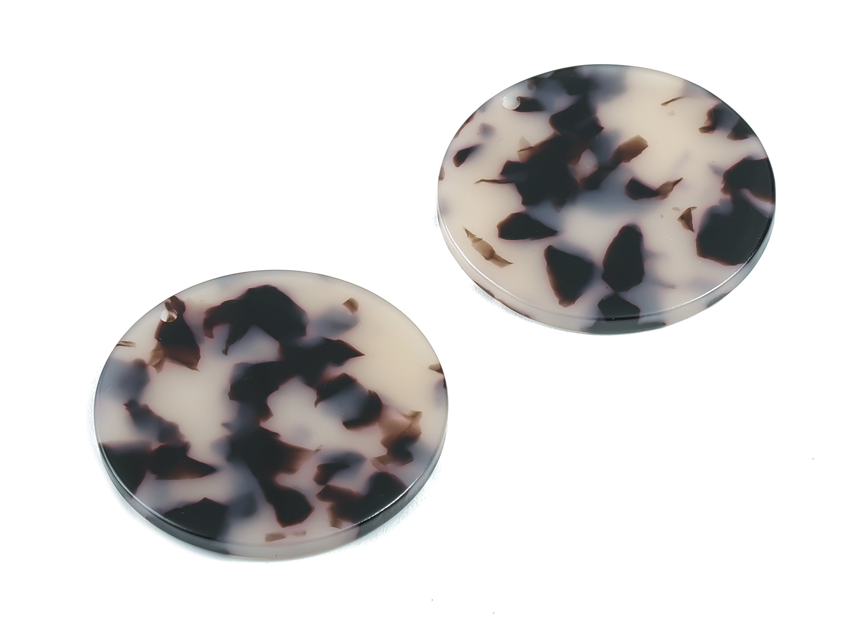Acetate Acrylic Earring Charms - Blonde Tortoise Shell Earrings - Coin Shaped Pendant - Color Code: A06 - 34.7x34.7x2.66mm - AC1135H - DOMEDBAZAAR