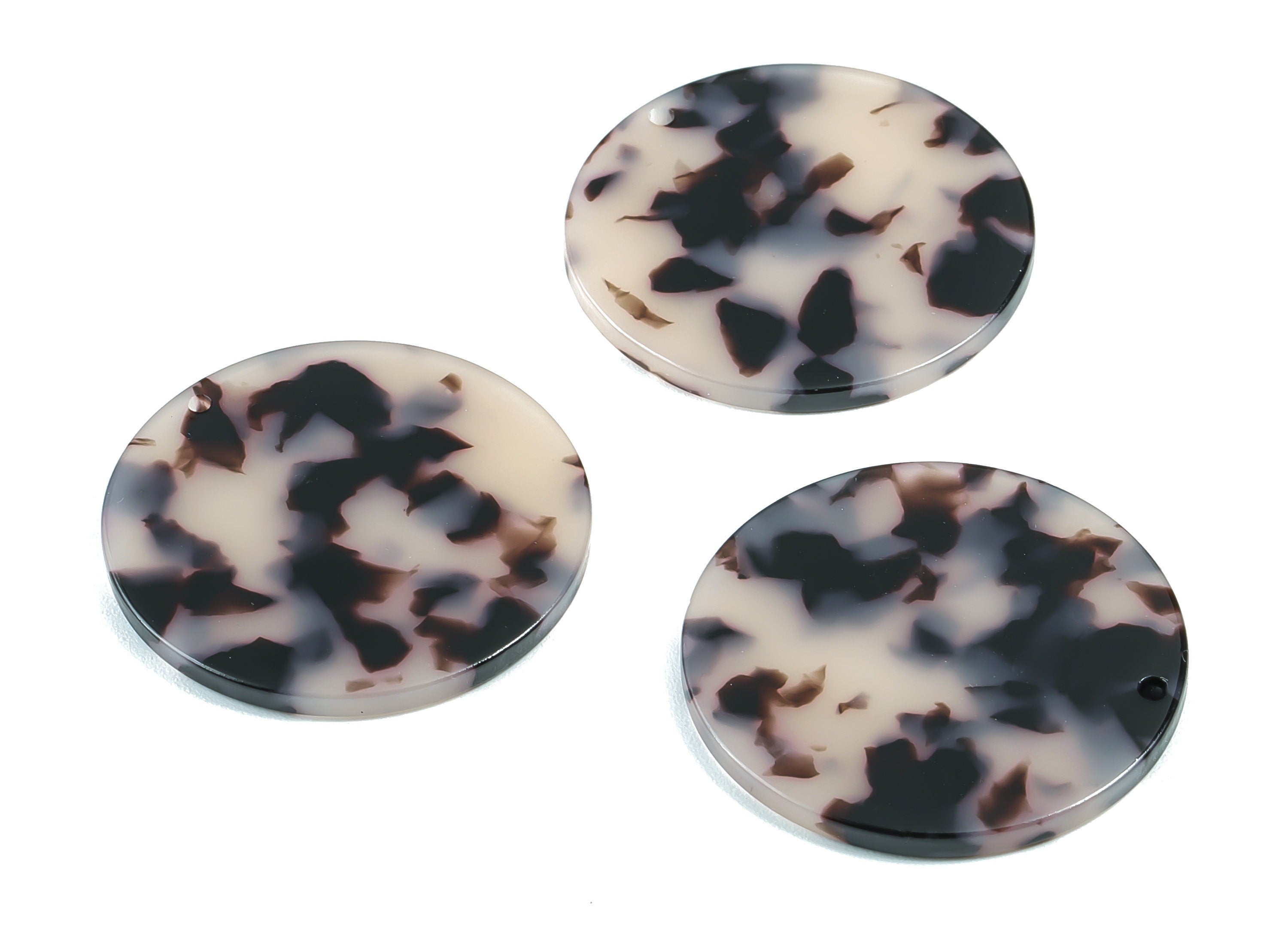 Acetate Acrylic Earring Charms - Blonde Tortoise Shell Earrings - Coin Shaped Pendant - Color Code: A06 - 34.7x34.7x2.66mm - AC1135H - DOMEDBAZAAR