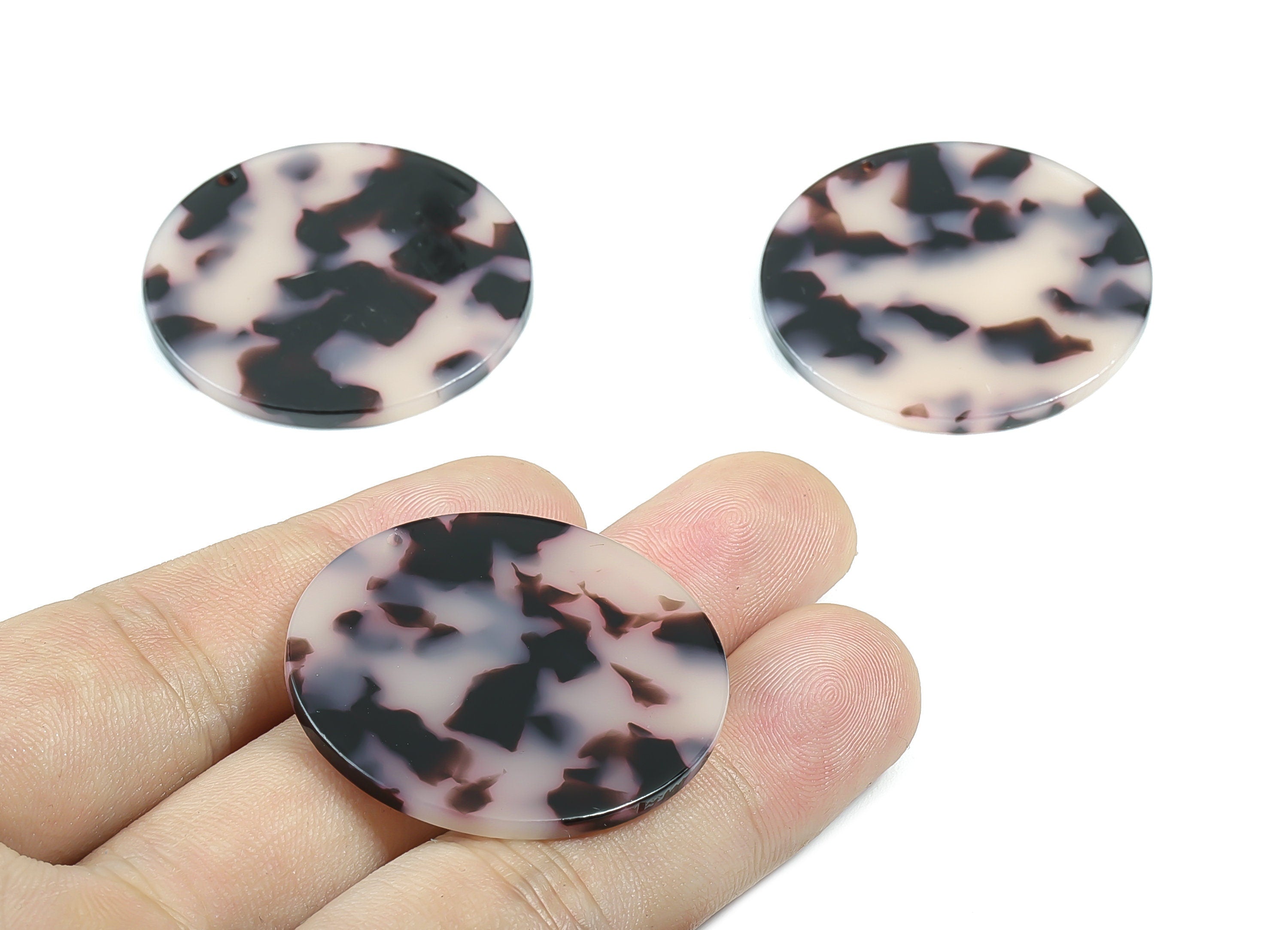 Acetate Round Charms - Blond Tortoise Shell Earrings - Round Earrings and Pendant - Color Code: A06 - 37.4x37.4x2.54mm - AC1571-A06 - DOMEDBAZAAR