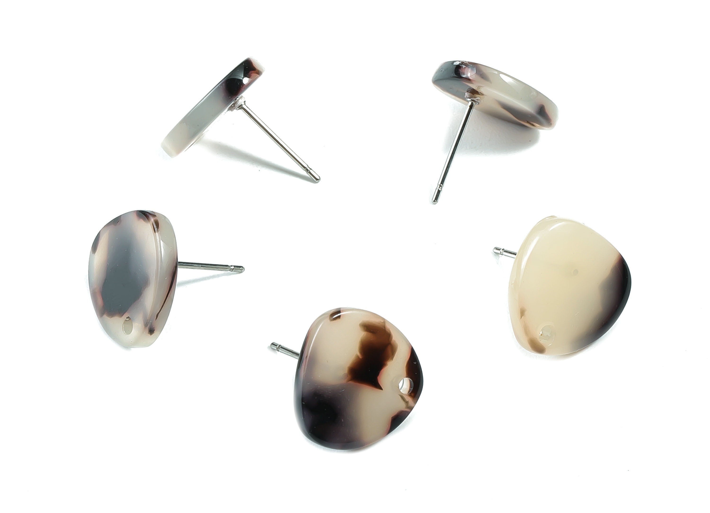 Acetate Acrylic Earring Stud - Post Charms - Blonde Tortoise Shell - Triangle Shaped - Color Code: A07 - 13.8x13.8x2.54mm - AC1590-A07 - DOMEDBAZAAR
