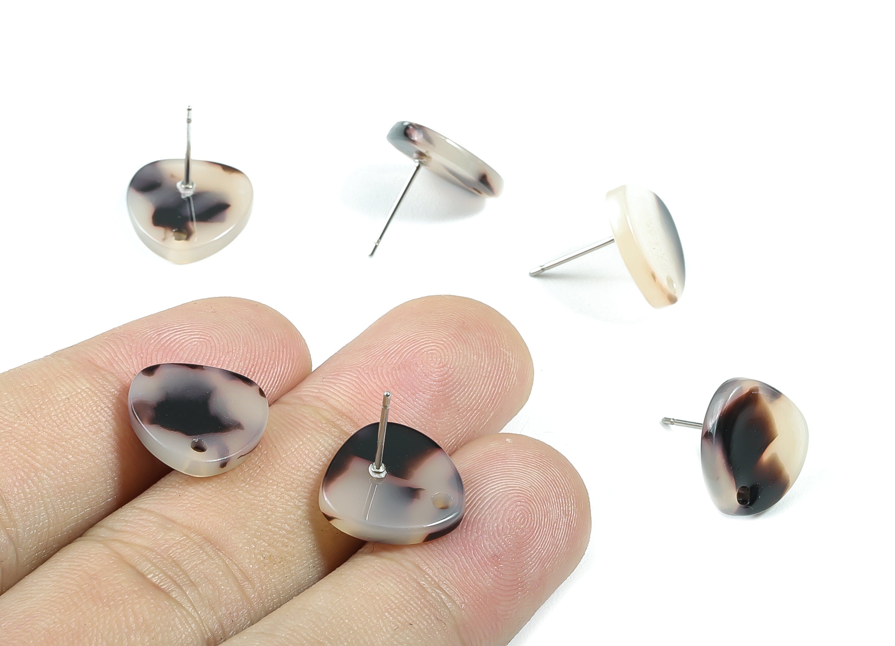 Acetate Acrylic Earring Stud - Post Charms - Blonde Tortoise Shell - Triangle Shaped - Color Code: A07 - 13.8x13.8x2.54mm - AC1590-A07 - DOMEDBAZAAR