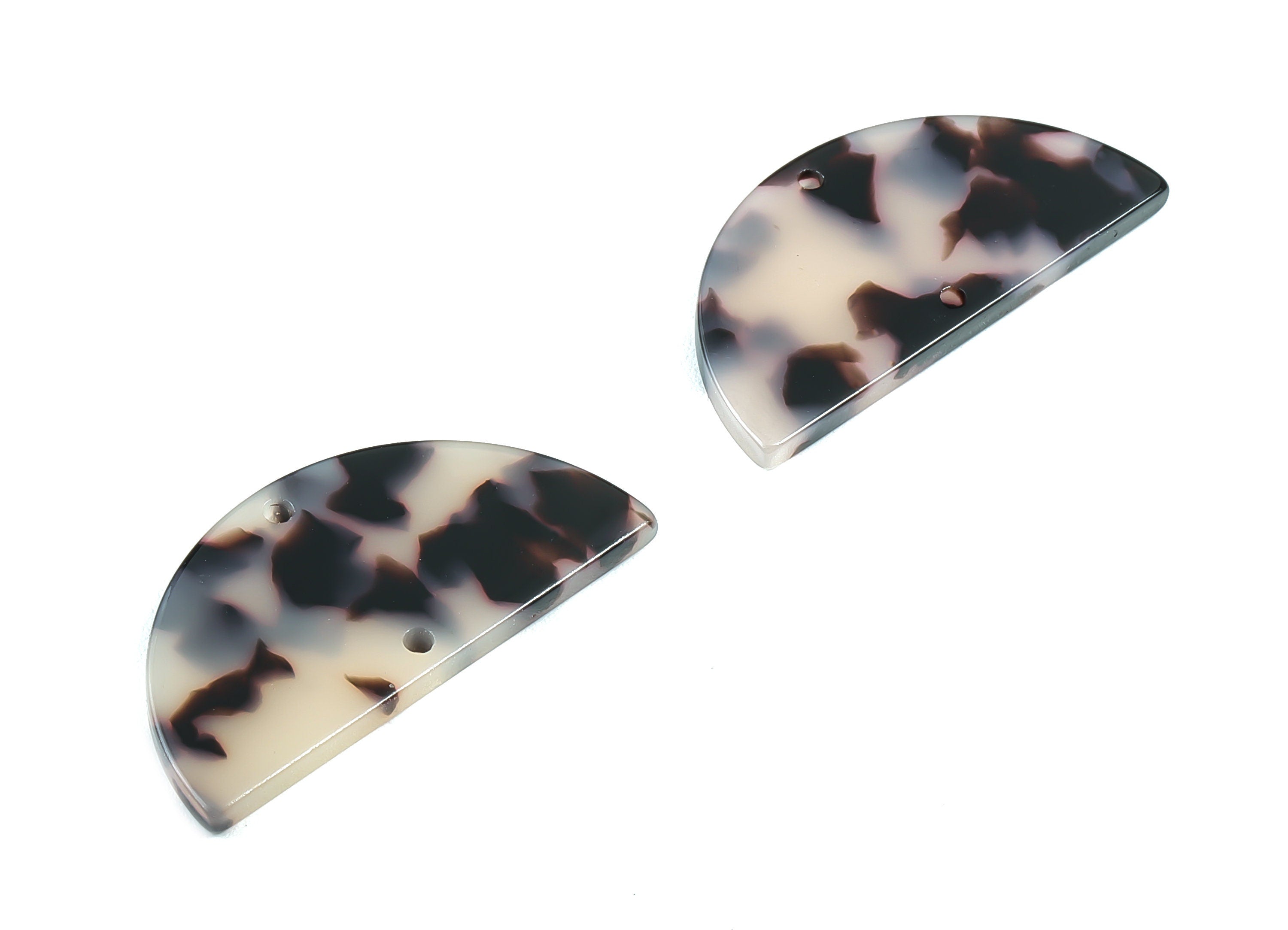 Acetate Semicircle Connectors - 2 Holes Blonde Tortoise Shell Earring - Earring Findings - Color Code: A06 - 36.13x17.84x2.8mm - AC1795-A06 - DOMEDBAZAAR