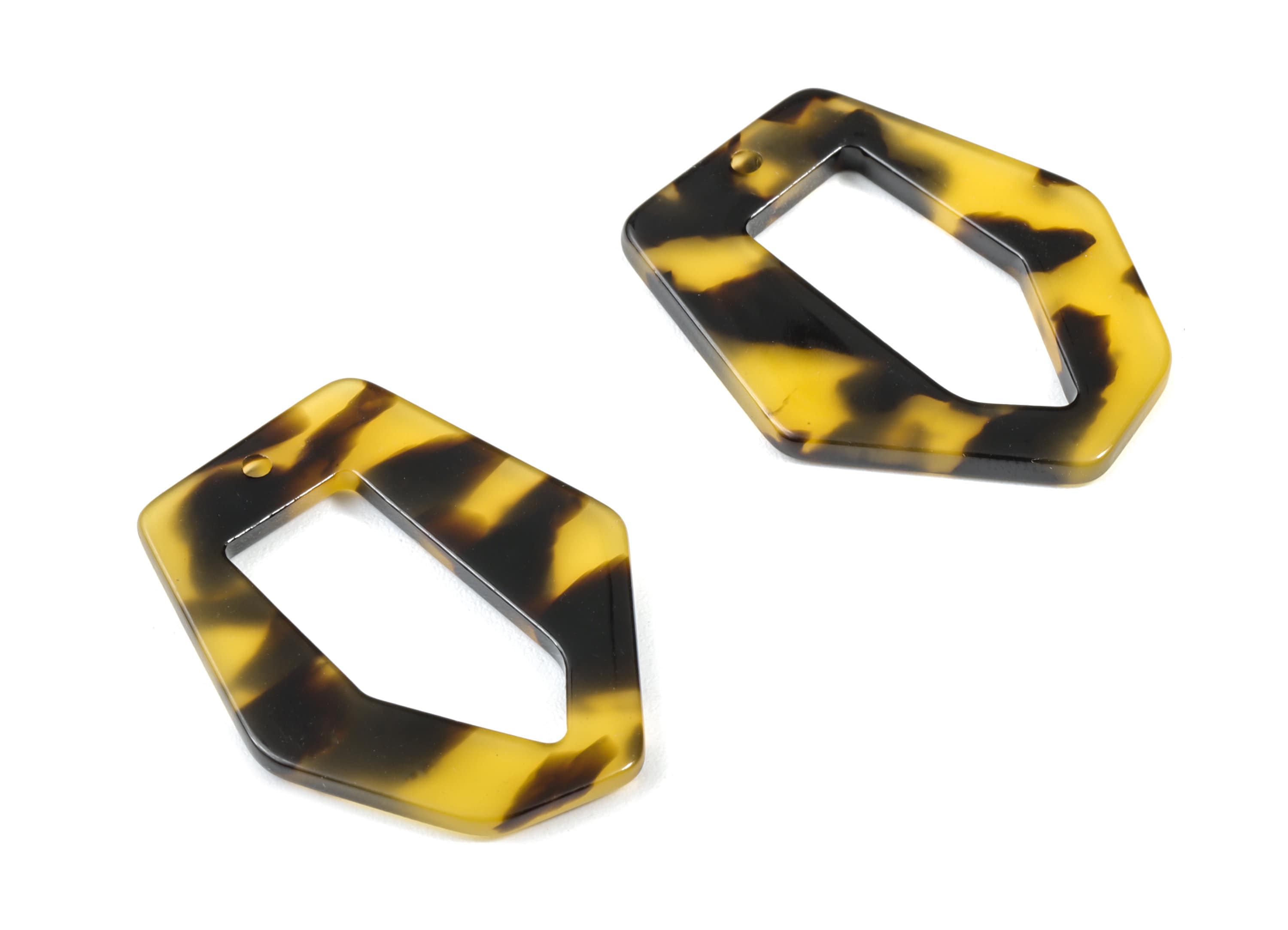 Acetate Acrylic Earring Charm - Tortoise Shell Hexagon Pendant - Jewelry Making Supplies - Color Code: A02 - 35.2x28.76x2.56mm - AC1179A - DOMEDBAZAAR