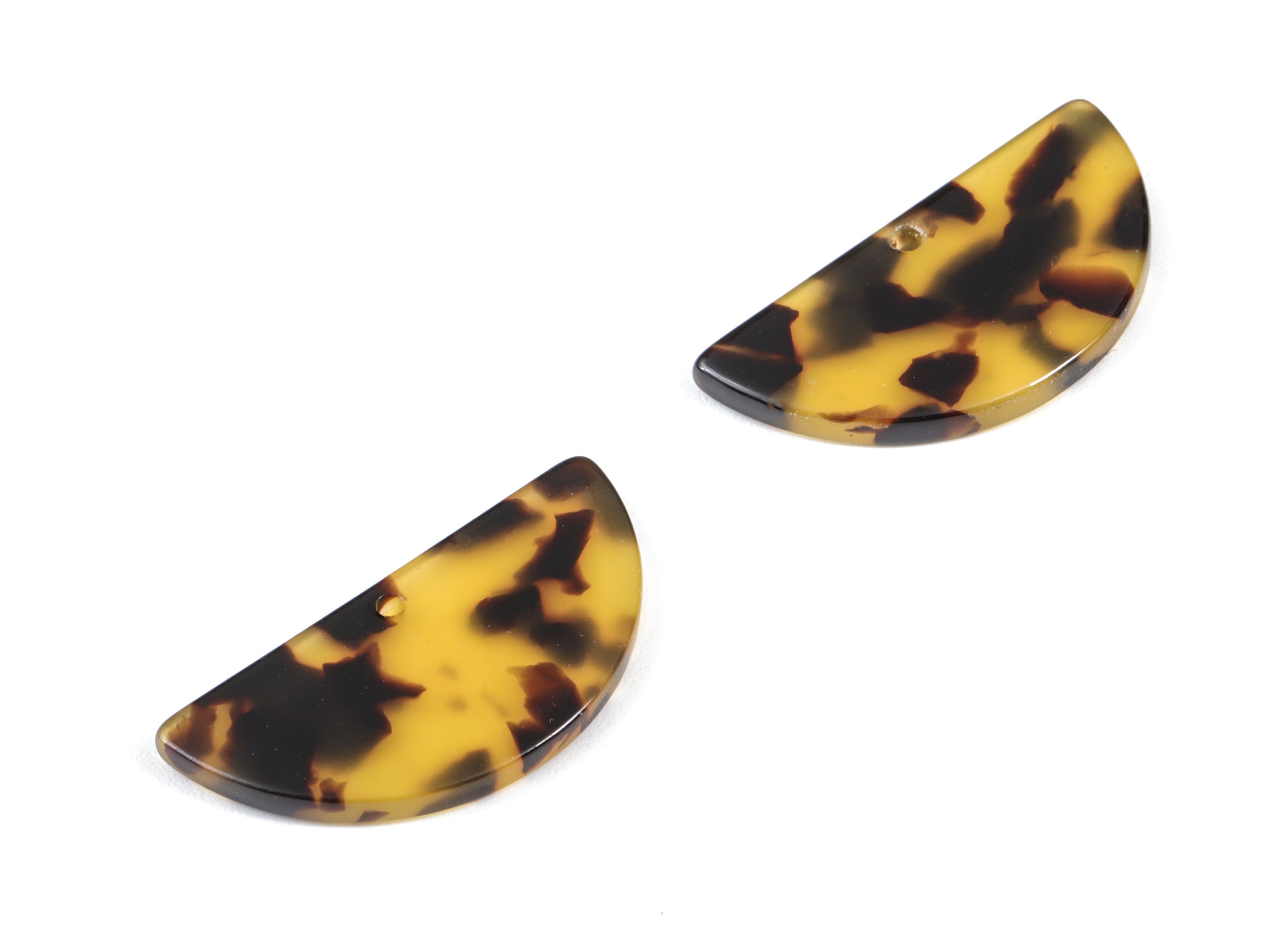 Acetate Semicircle Charms - 1 Hole - Tortoise Shell Earrings - Semicircle Pendant - Color Code:A02 - 33.5x16.65x2.57mm - AC1006-A02 - DOMEDBAZAAR