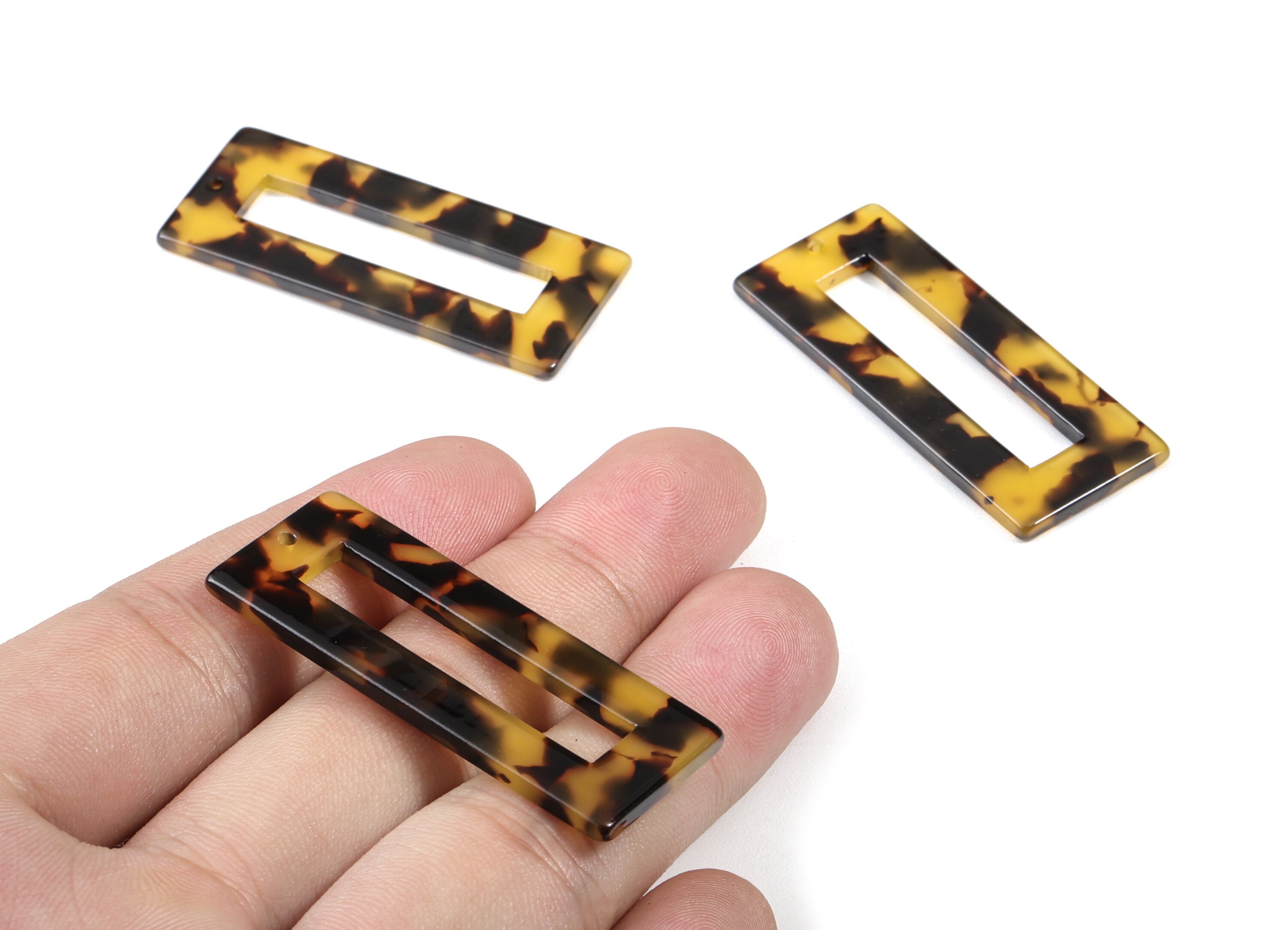 Acetate Rectangle Charms - Tortoise Shell Earrings - Rectangle Pendant - Jewelry Making Supplies - Color Code: A02 - 48x20mm - AC1025D - DOMEDBAZAAR