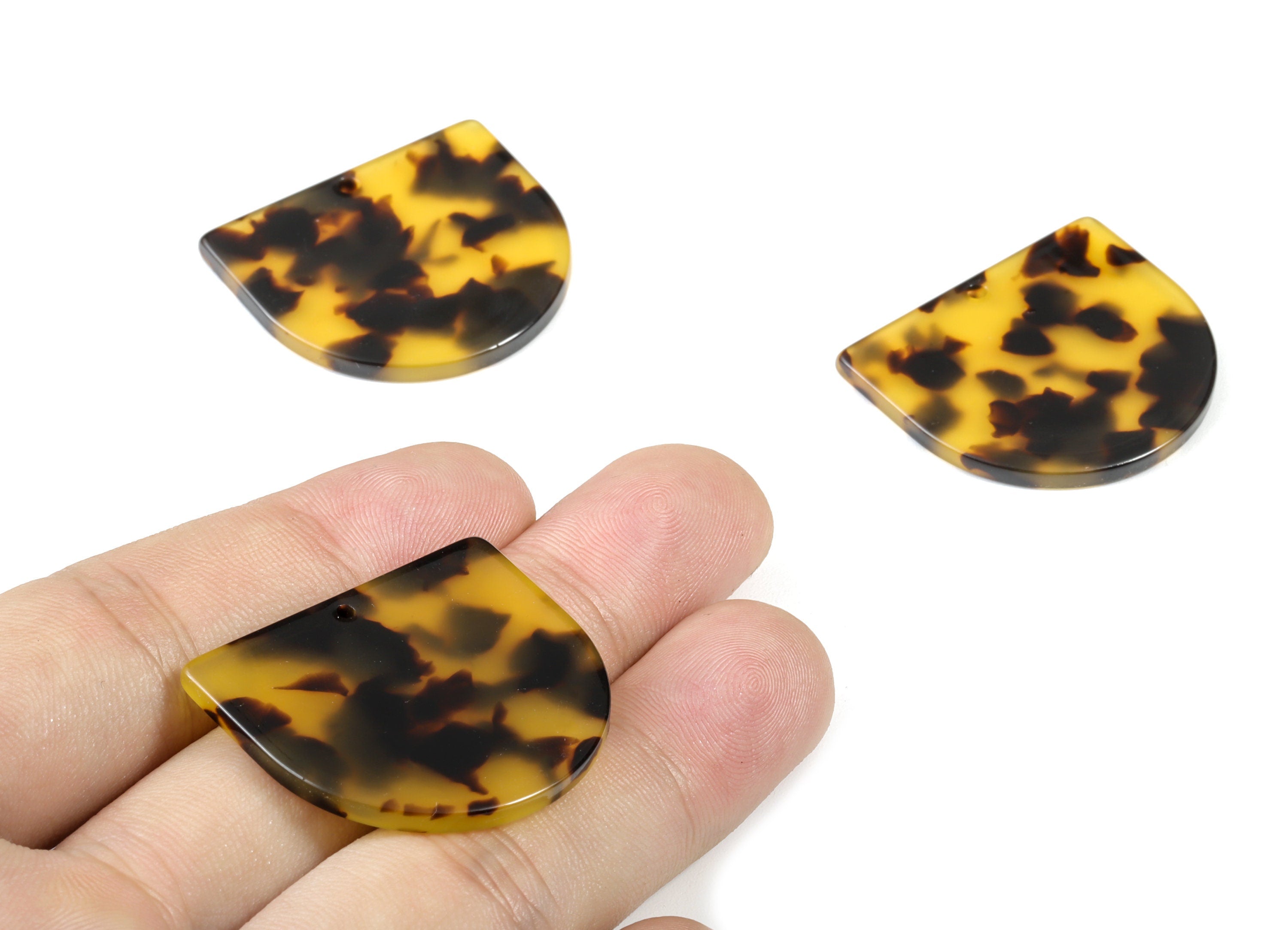 Acetate Acrylic Earring Charms One Hole -  D Shaped Pendant - Color Code: A02 - 29.5x34.3x2.48mm - AC1094A - DOMEDBAZAAR