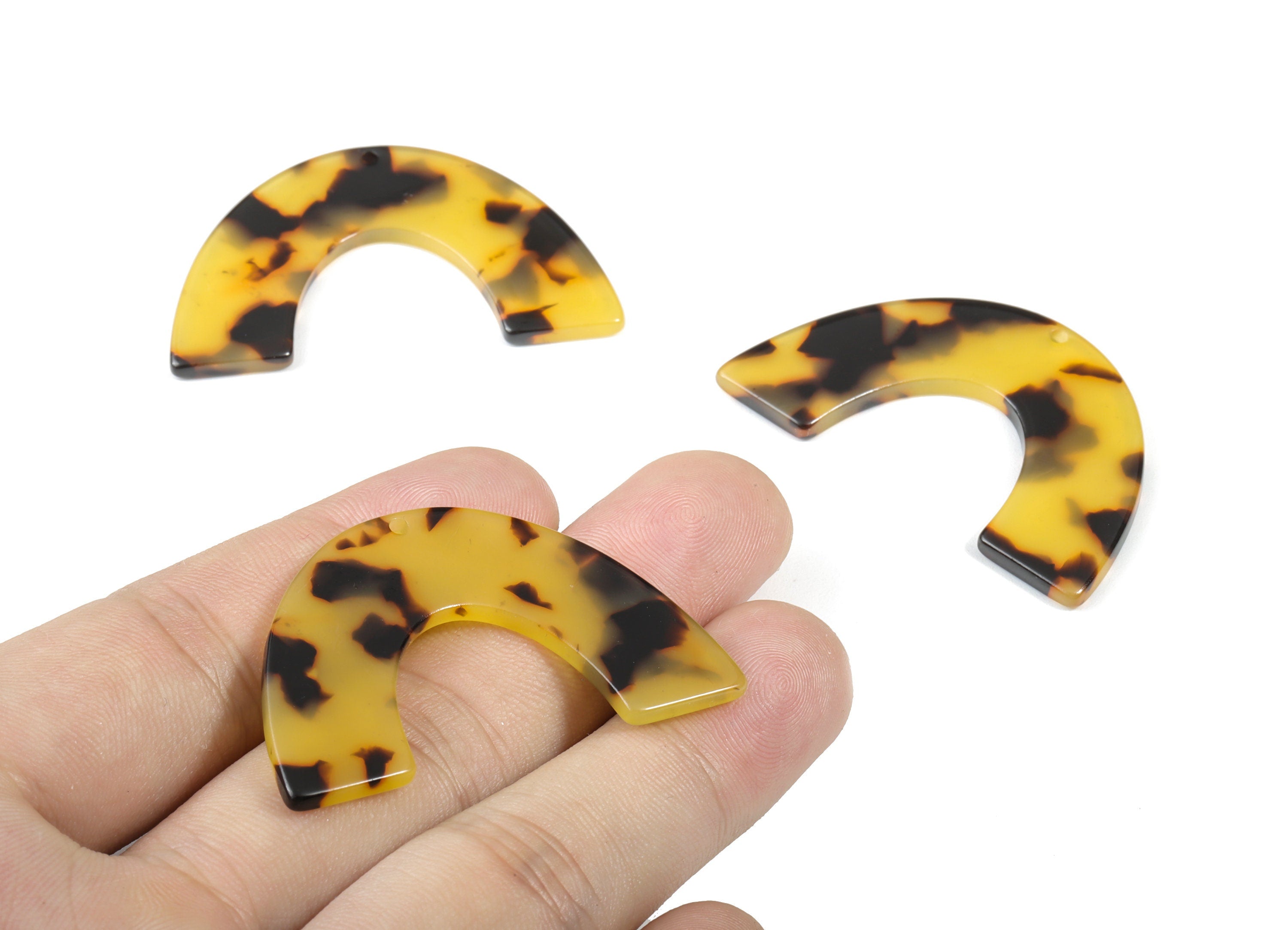 Acetate Large Arch Earring Charms One Hole - Semi Oval & U Shaped Pendant - Color Code: A02 - 30.5x48.2x2.51mm - AC1095A - DOMEDBAZAAR