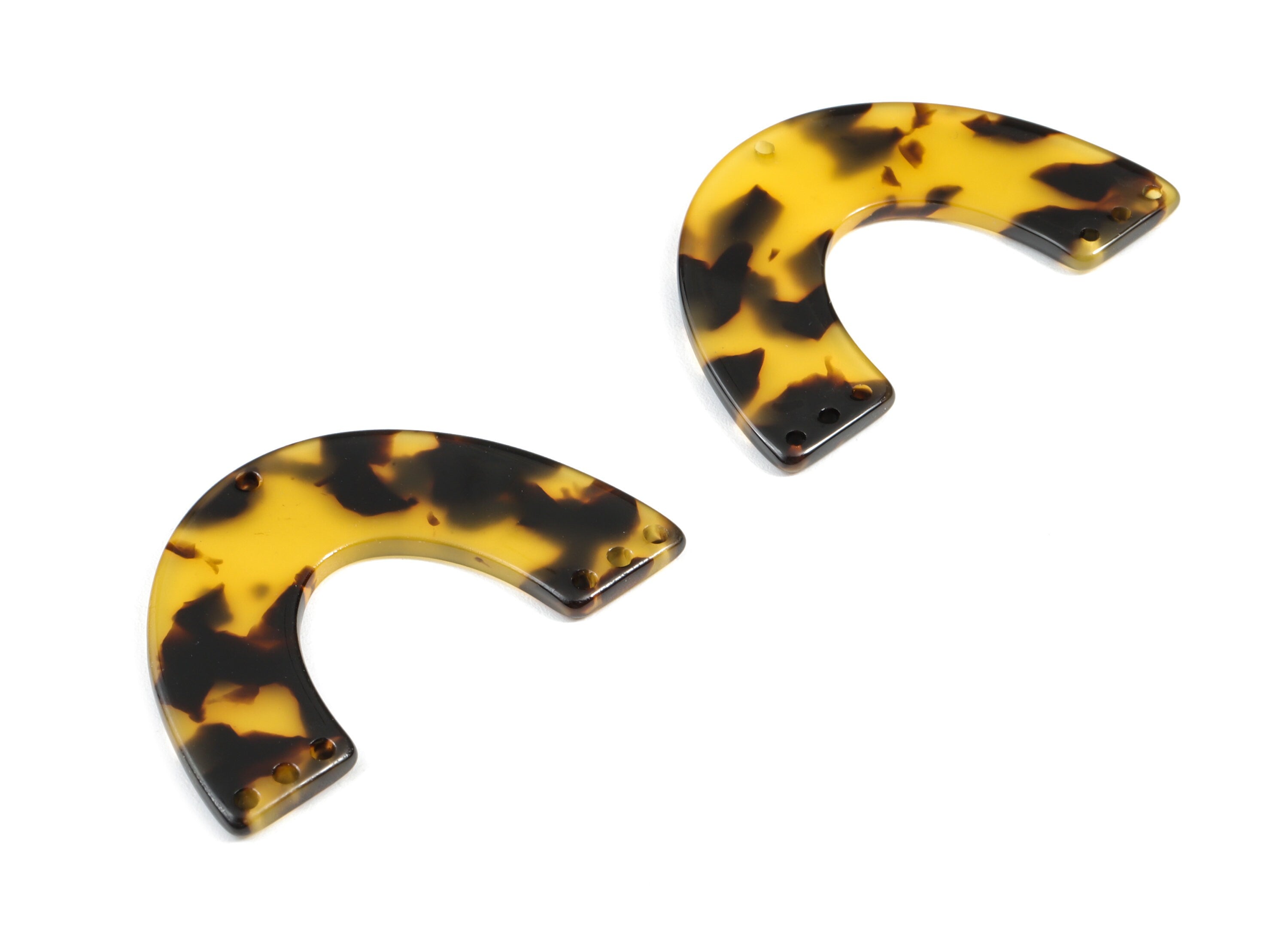 Acetate Large Arch Charms Seven Holes - Semi Oval Pendant- Acetate Tortoise Shell Charms - Color Code: A02 - 47.9x30.8x2.65mm - AC1095AA - DOMEDBAZAAR