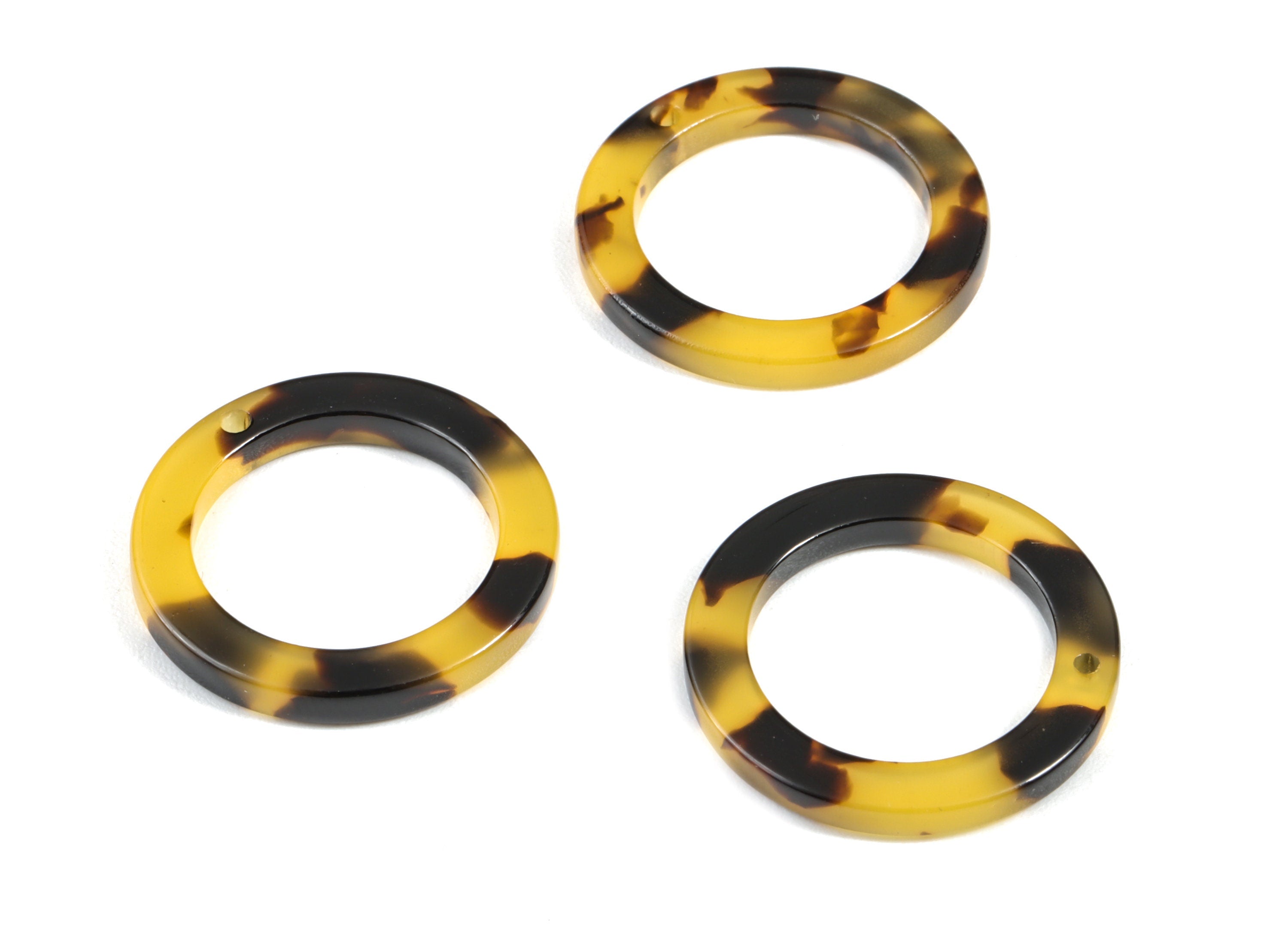 Acetate Hoop Earrings Charms - Tortoise Hoop Shell Earrings - Round Circle Pendant - Color Code: A02 - 22.8x22.8x2.63mm - AC1118A - DOMEDBAZAAR