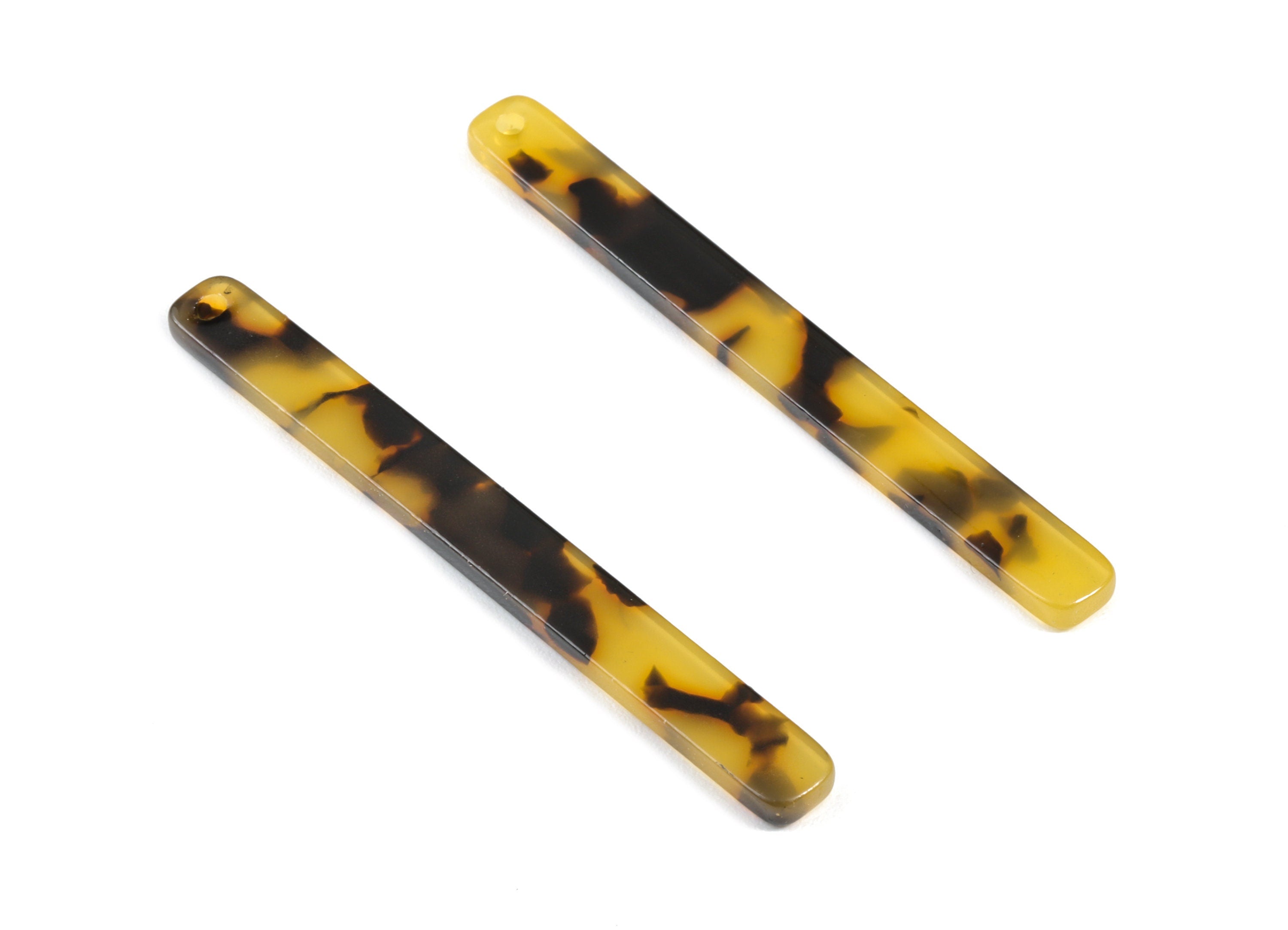 Acetate Acrylic Earring Charms - Tortoise Shell Earrings -Strip Pendant - Jewelry Supplies - Color Code: A01 - 56,65x5.7x2,5mm - AC1286A - DOMEDBAZAAR