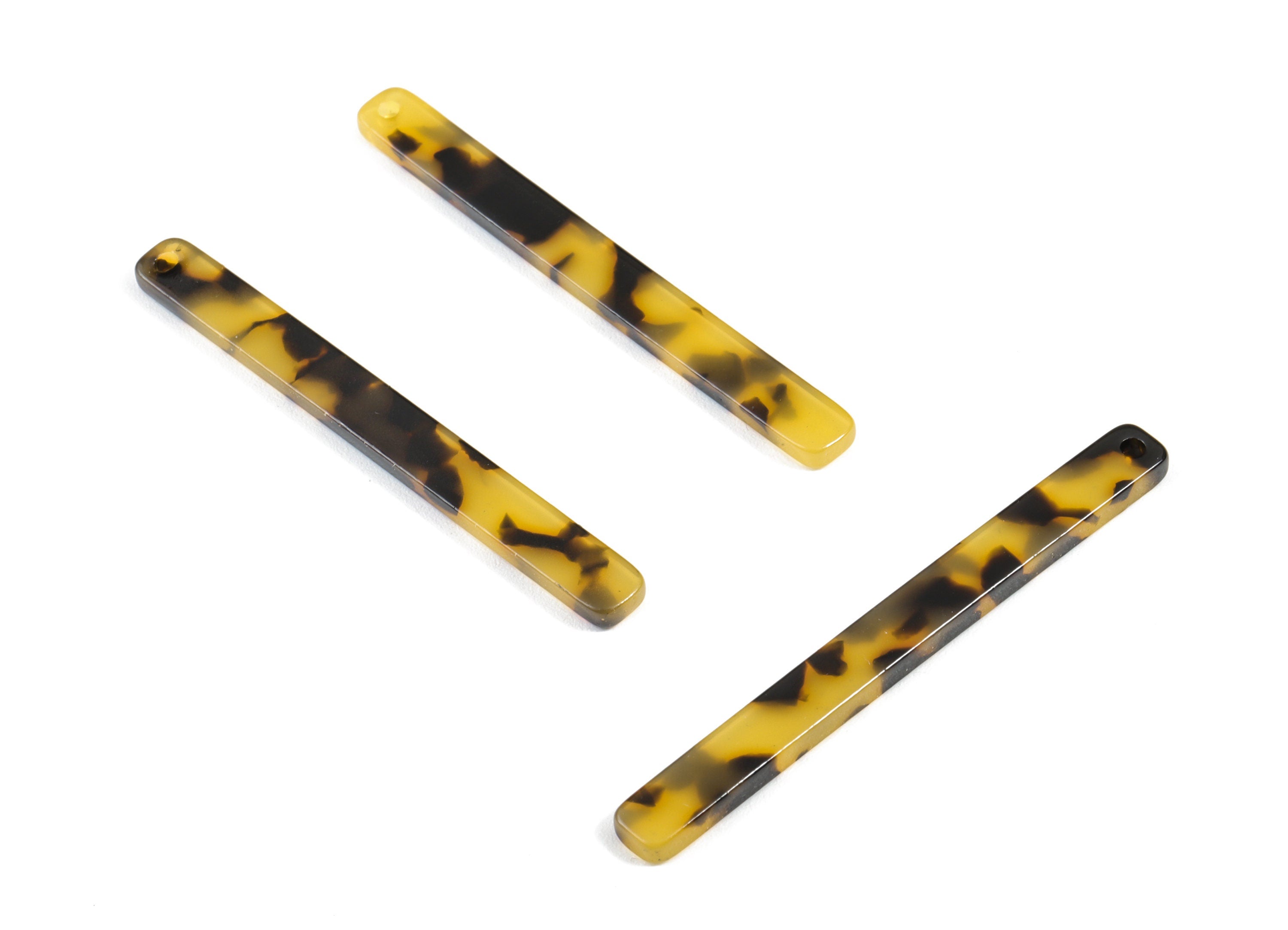Acetate Acrylic Earring Charms - Tortoise Shell Earrings -Strip Pendant - Jewelry Supplies - Color Code: A01 - 56,65x5.7x2,5mm - AC1286A - DOMEDBAZAAR