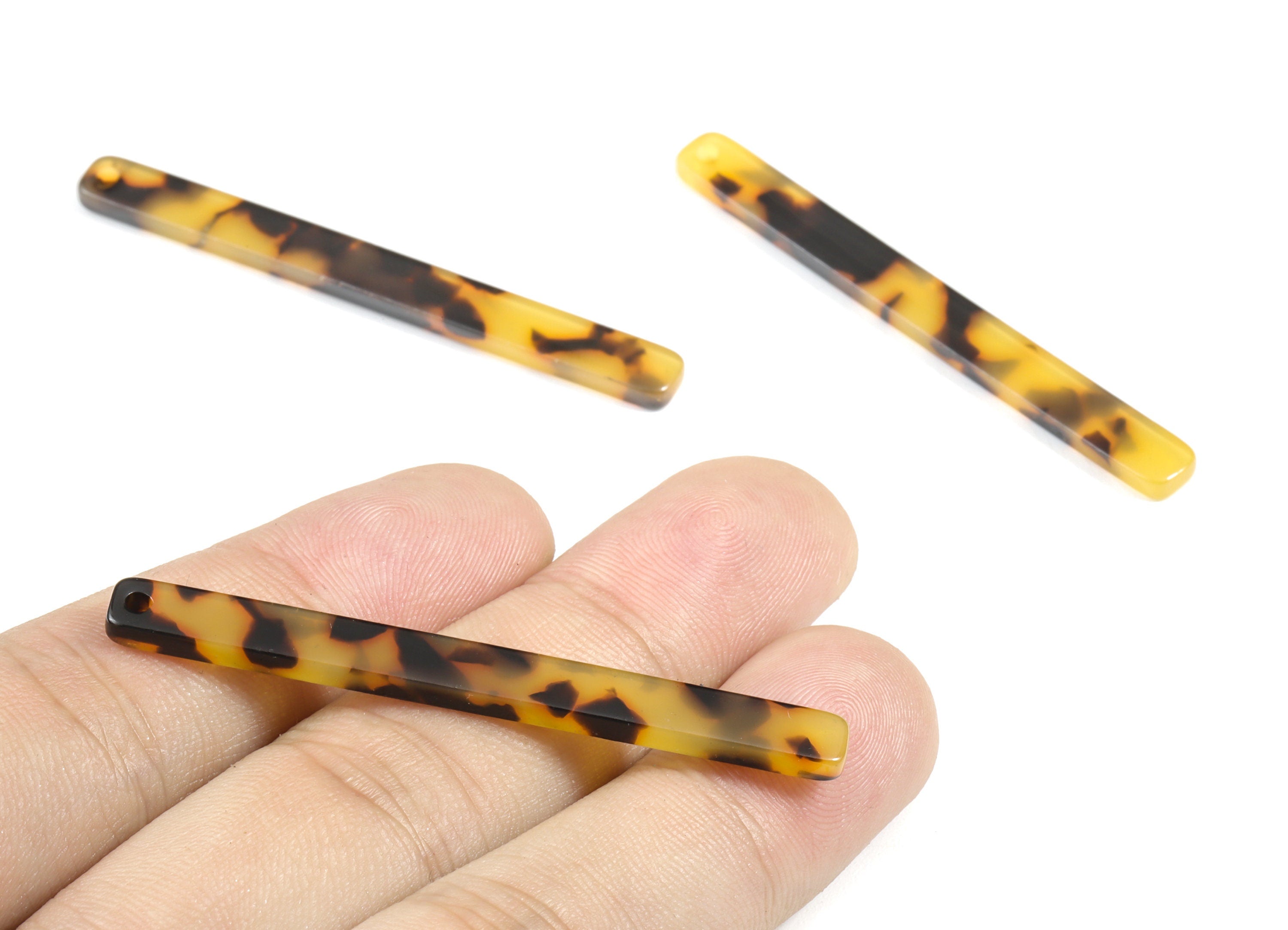 Acetate Acrylic Earring Charms - Tortoise Shell Earrings -Strip Pendant - Jewelry Supplies - Color Code: A01 - 56,65x5.7x2,5mm - AC1286A - DOMEDBAZAAR