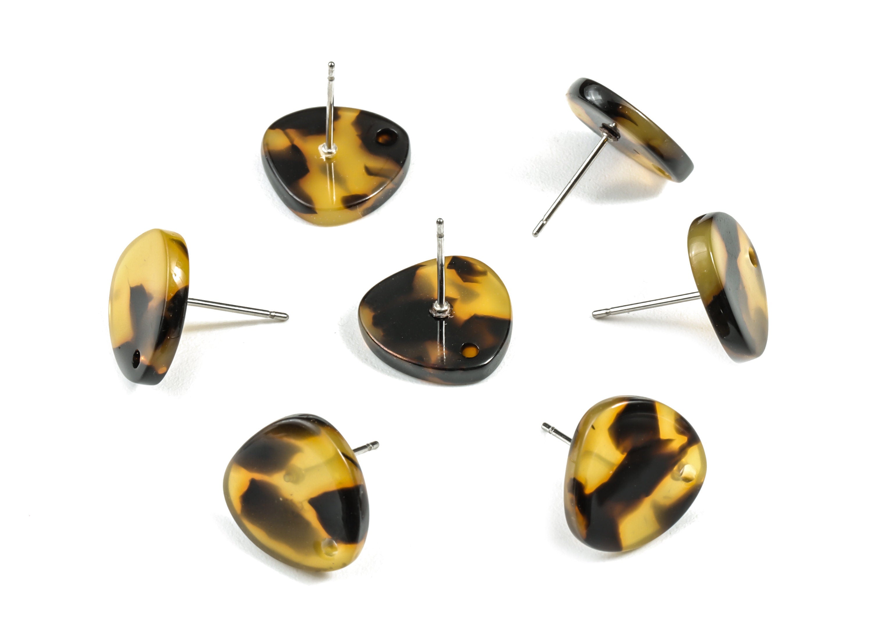 Acetate Acrylic Earring Stud - Tortoise Shell - Triangle Post - Jewelry Making Supplies - Color Code: A01 - 13.8x13.8x2.54mm - AC1590-A01 - DOMEDBAZAAR
