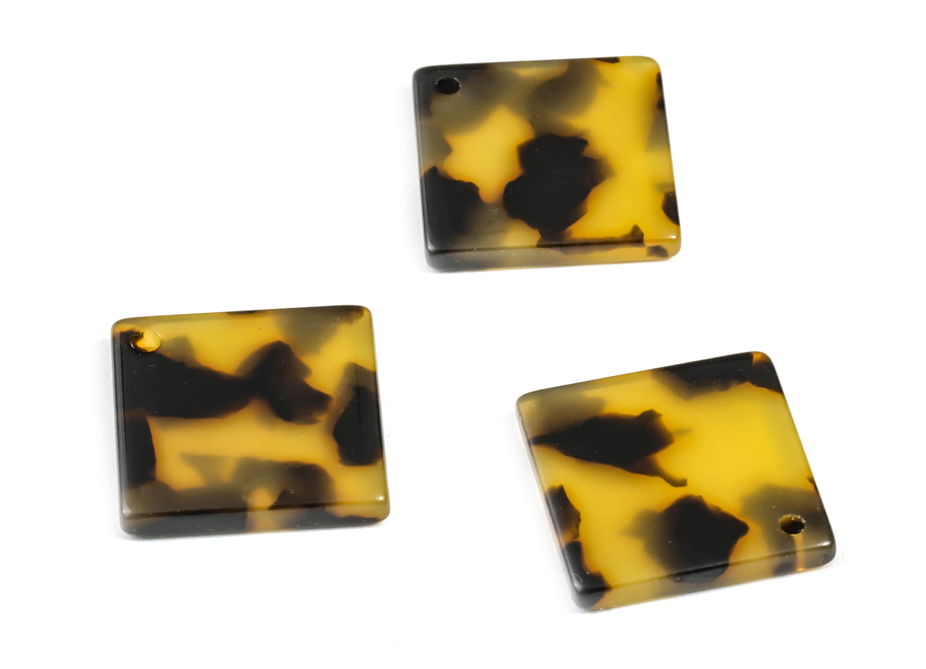 Acetate Acrylic Charms - Tortoise Shell Earring - Rectangle Pendant - Jewelry Supplies - Color Code: A01 - 28.05x19.85x2.55mm - AC1597-A01 - DOMEDBAZAAR