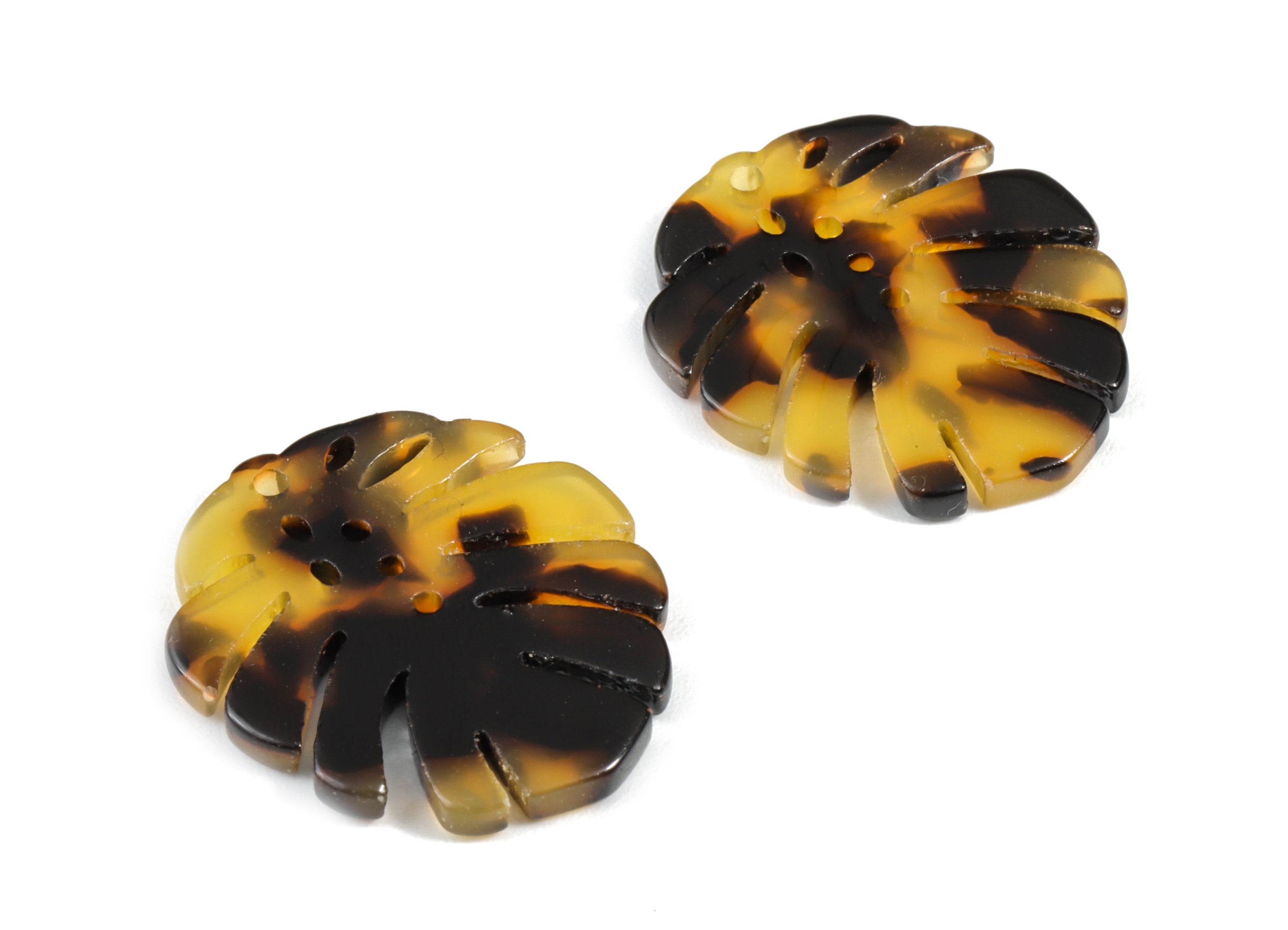 Acetate Monstera Charms - Tortoise Shell Earring - Monstera Pendant - Jewelry Supplies - Color Code: A01 - 25.56x21.69x2.51mm - AC1601-A01 - DOMEDBAZAAR