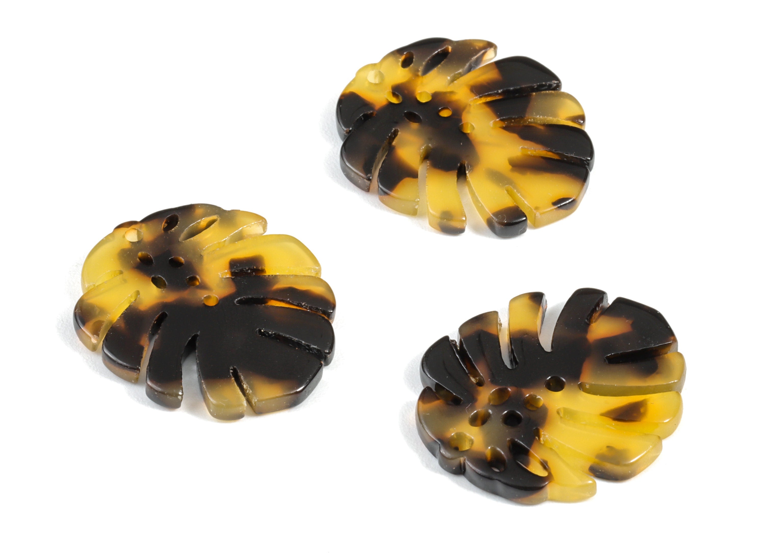 Acetate Monstera Charms - Tortoise Shell Earring - Monstera Pendant - Jewelry Supplies - Color Code: A01 - 25.56x21.69x2.51mm - AC1601-A01 - DOMEDBAZAAR