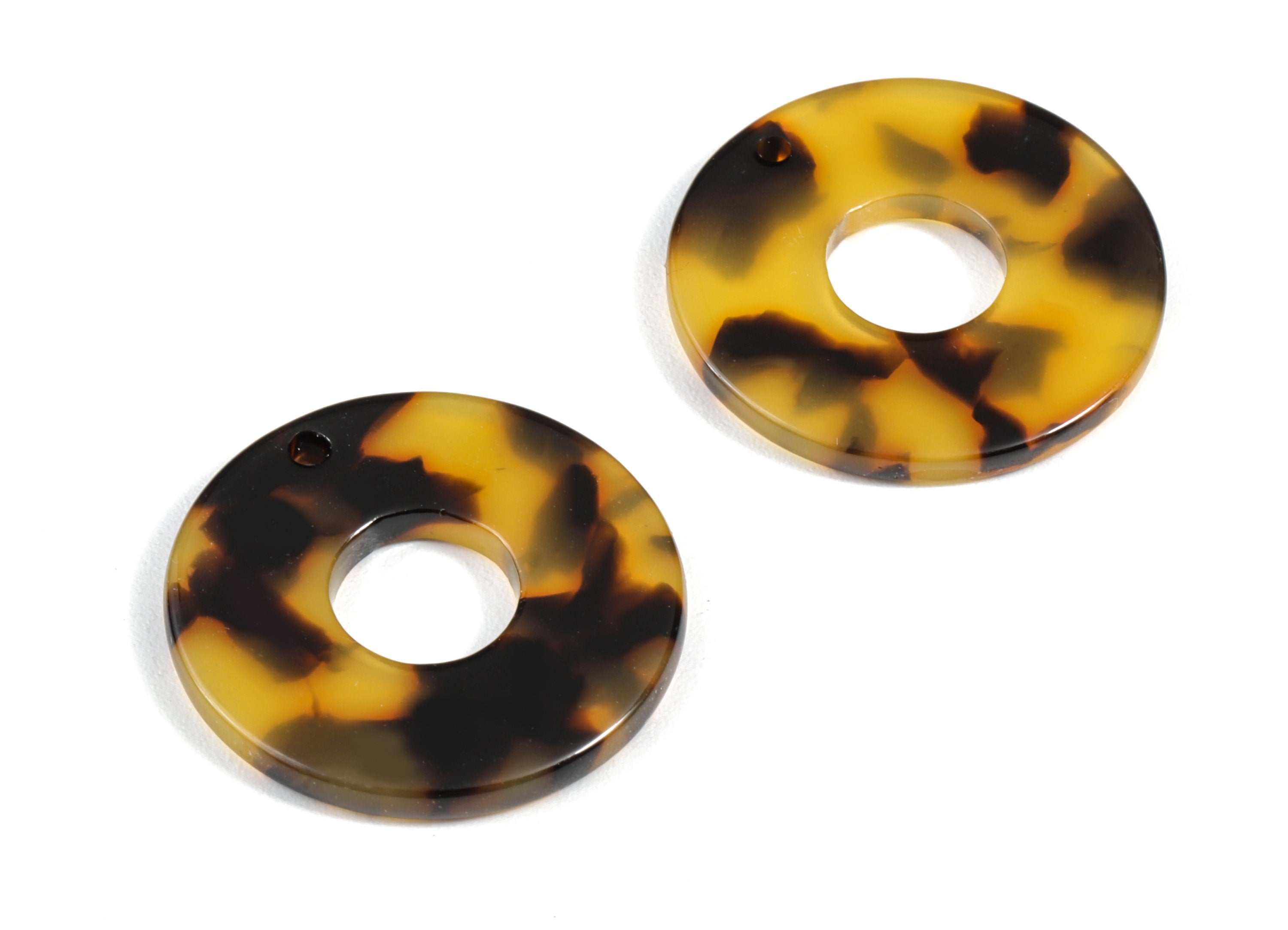 Acetate Circle Charms - Tortoise Shell Earrings - Round Earring and Pendant - Color Code: A01 - 24.87x24.87x 2.62mm - AC1603-A01 - DOMEDBAZAAR