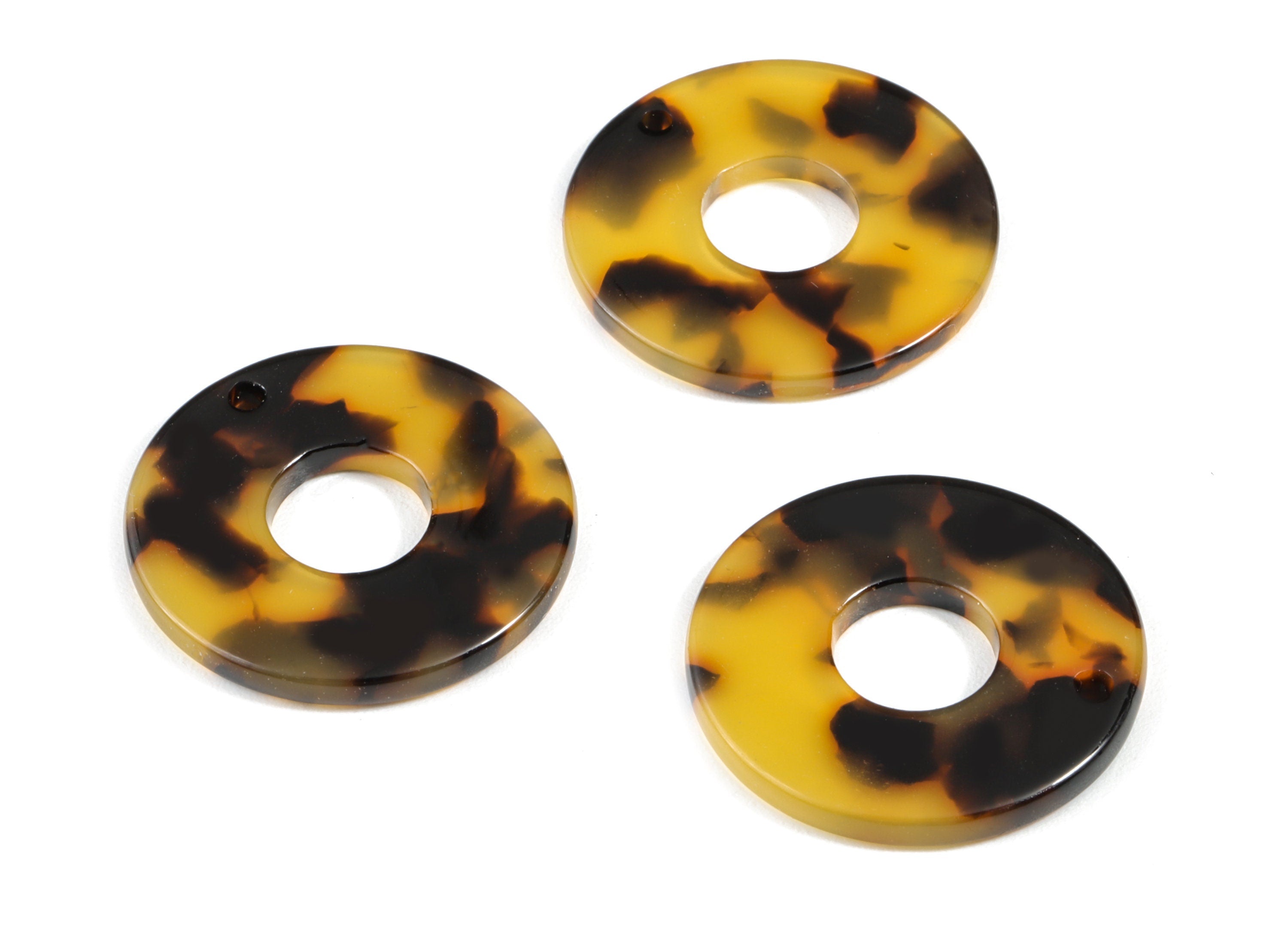 Acetate Circle Charms - Tortoise Shell Earrings - Round Earring and Pendant - Color Code: A01 - 24.87x24.87x 2.62mm - AC1603-A01 - DOMEDBAZAAR