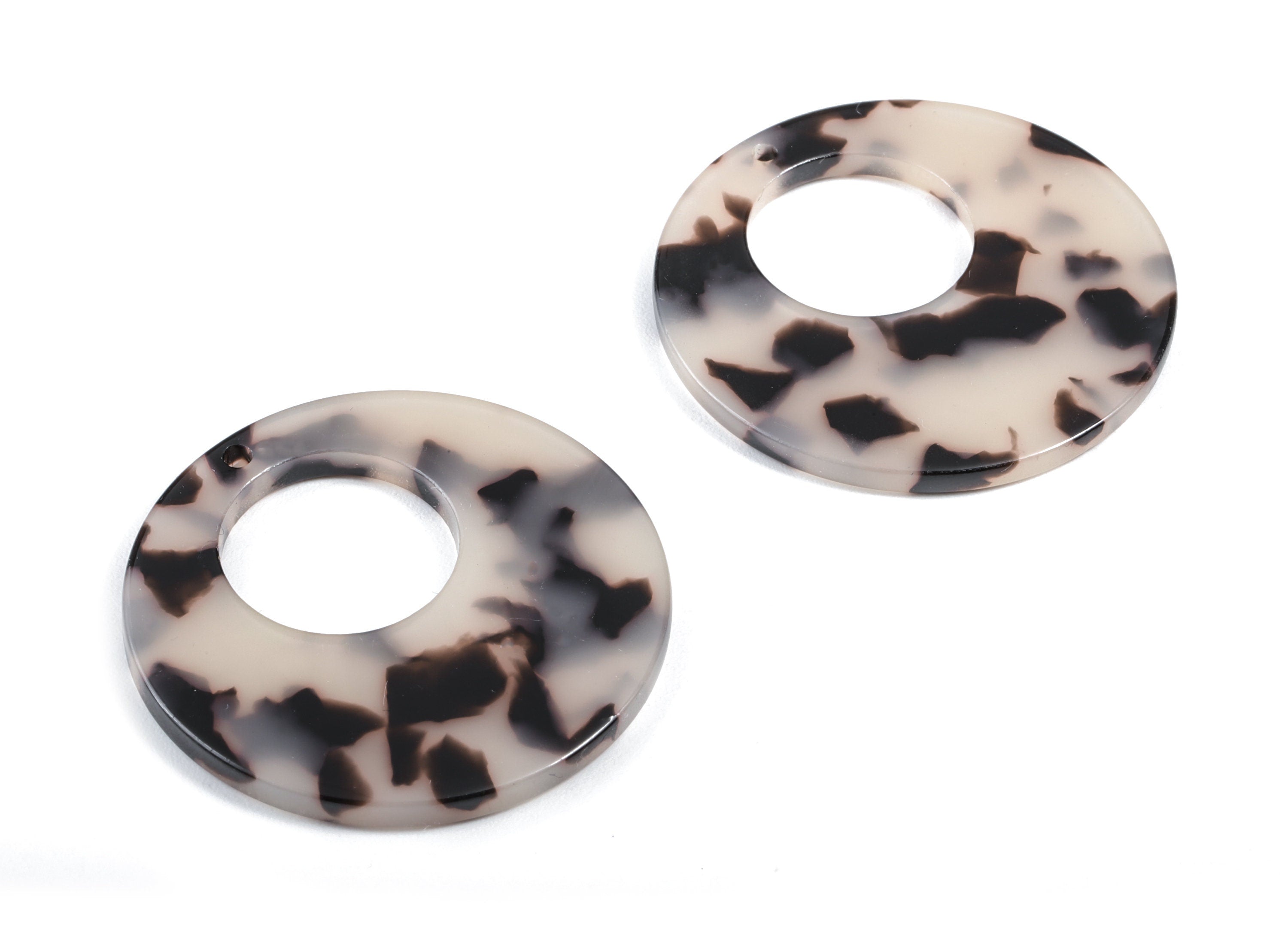 Acetate Circle Charms - Blonde Tortoise Shell Earrings - Circle Earrings & Pendant - Earring Findings - Color Code: A07 - 34x2.5mm - AC1005N - DOMEDBAZAAR