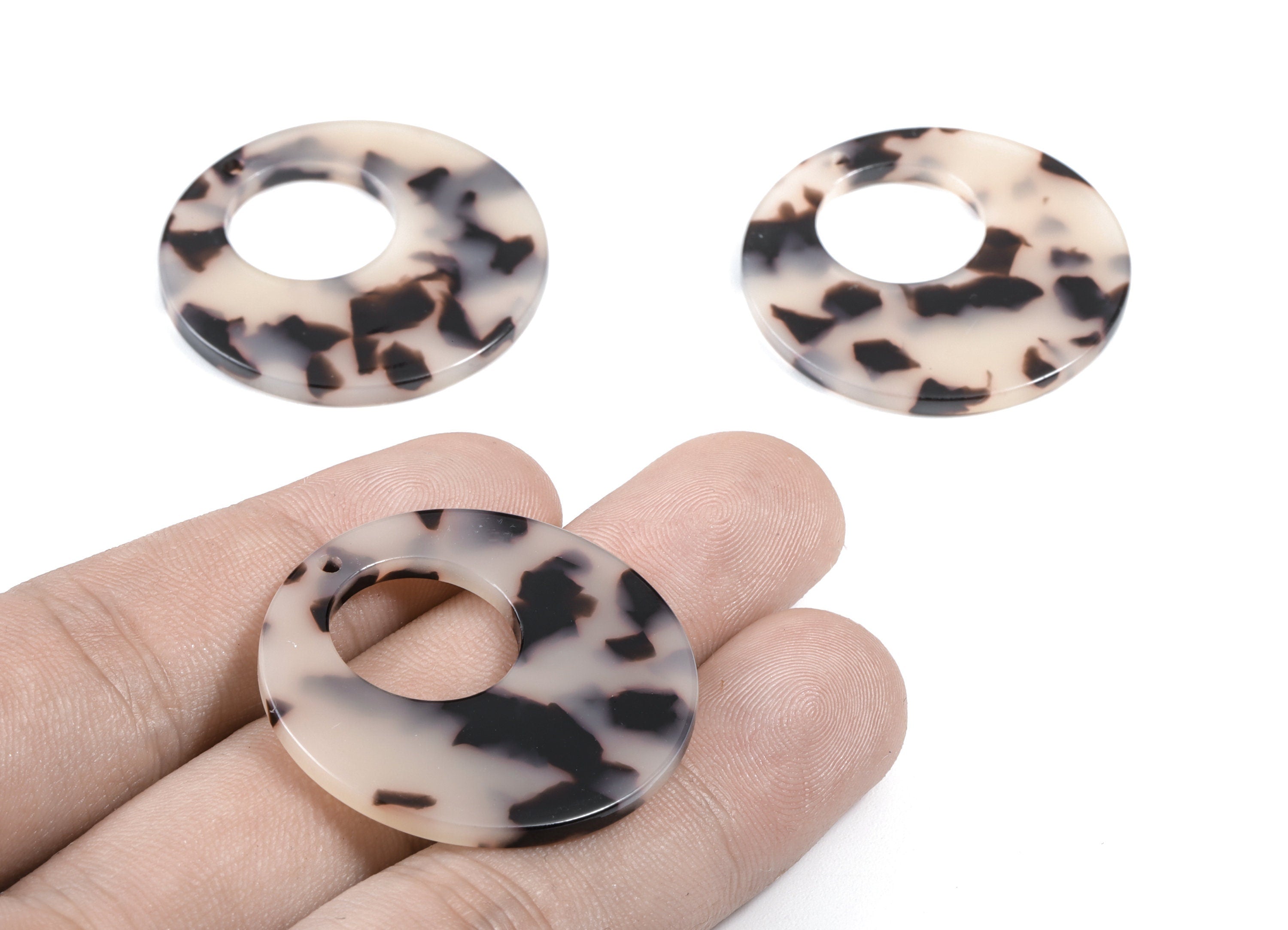 Acetate Circle Charms - Blonde Tortoise Shell Earrings - Circle Earrings & Pendant - Earring Findings - Color Code: A07 - 34x2.5mm - AC1005N - DOMEDBAZAAR