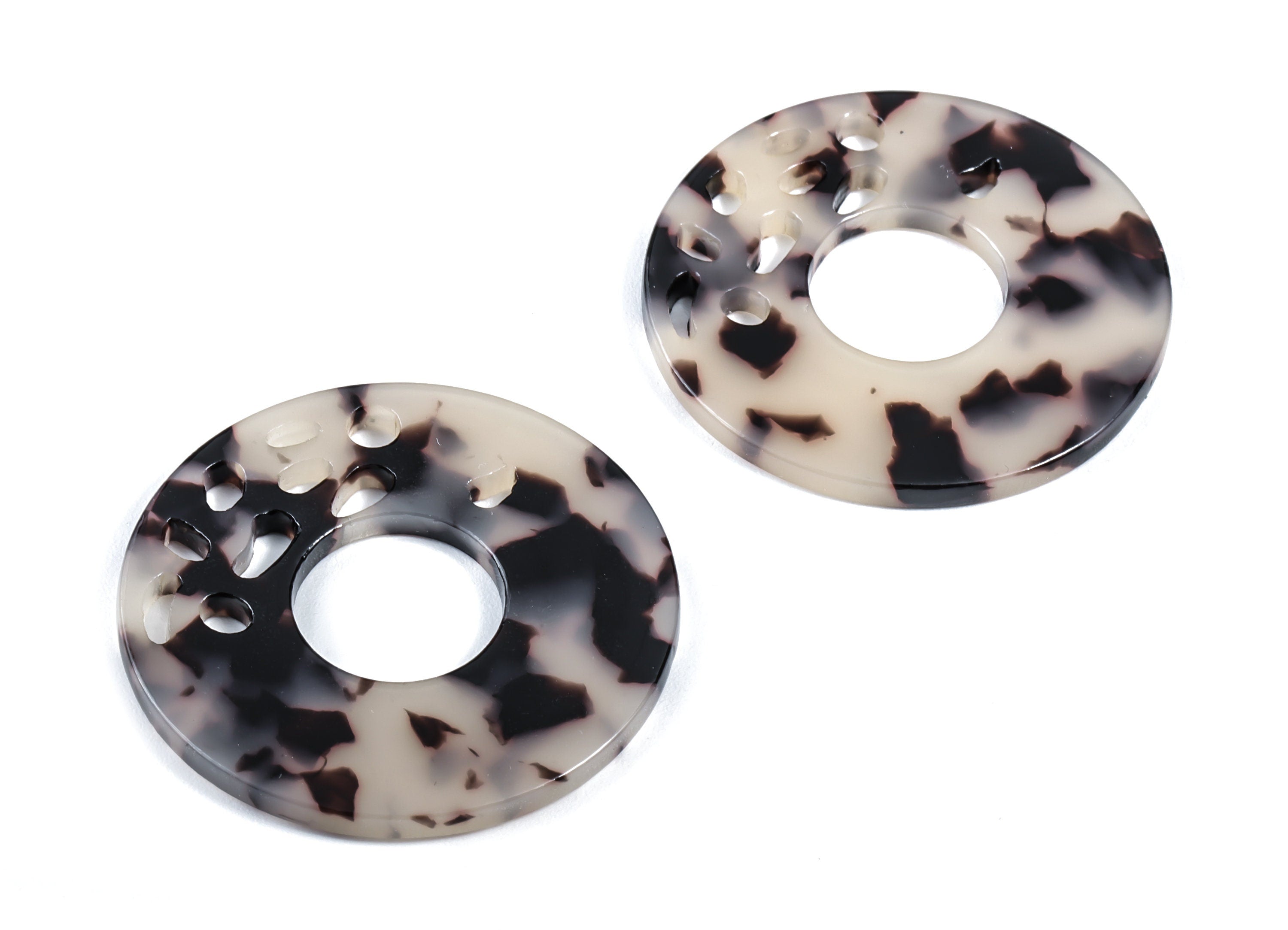 Acetate Circle Charms - Blonde Tortoise Shell Earrings - Circle Earring & Pendant - Earring Findings - Color Code: A07 - 40x2.55mm - AC1032A - DOMEDBAZAAR