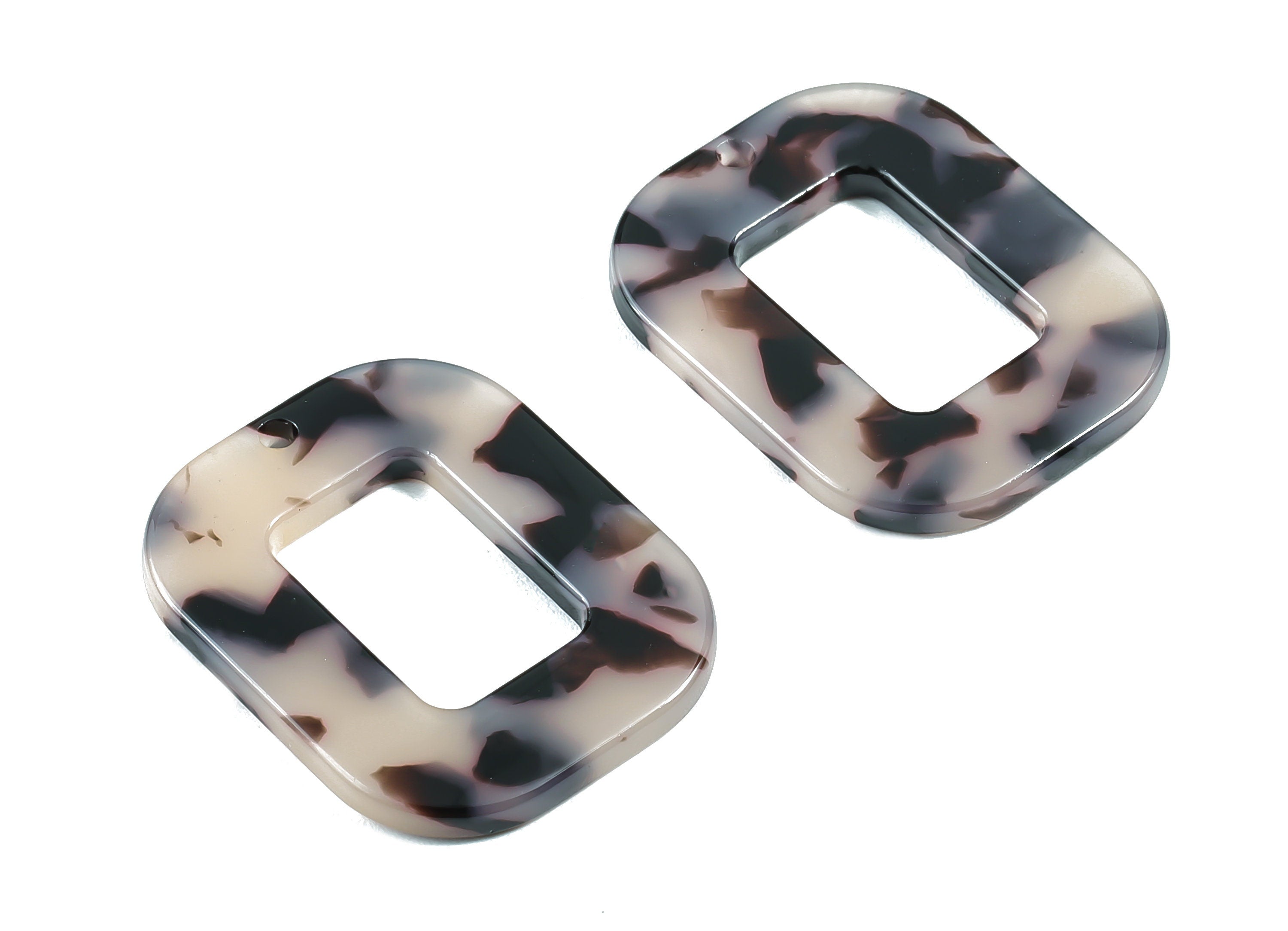 Acetate Rectangle Charms - Blonde Tortoise Shell Earrings - Rectangle Earrings and Pendant - Color Code: A06 -  32.4x26.5mm - AC1080B - DOMEDBAZAAR