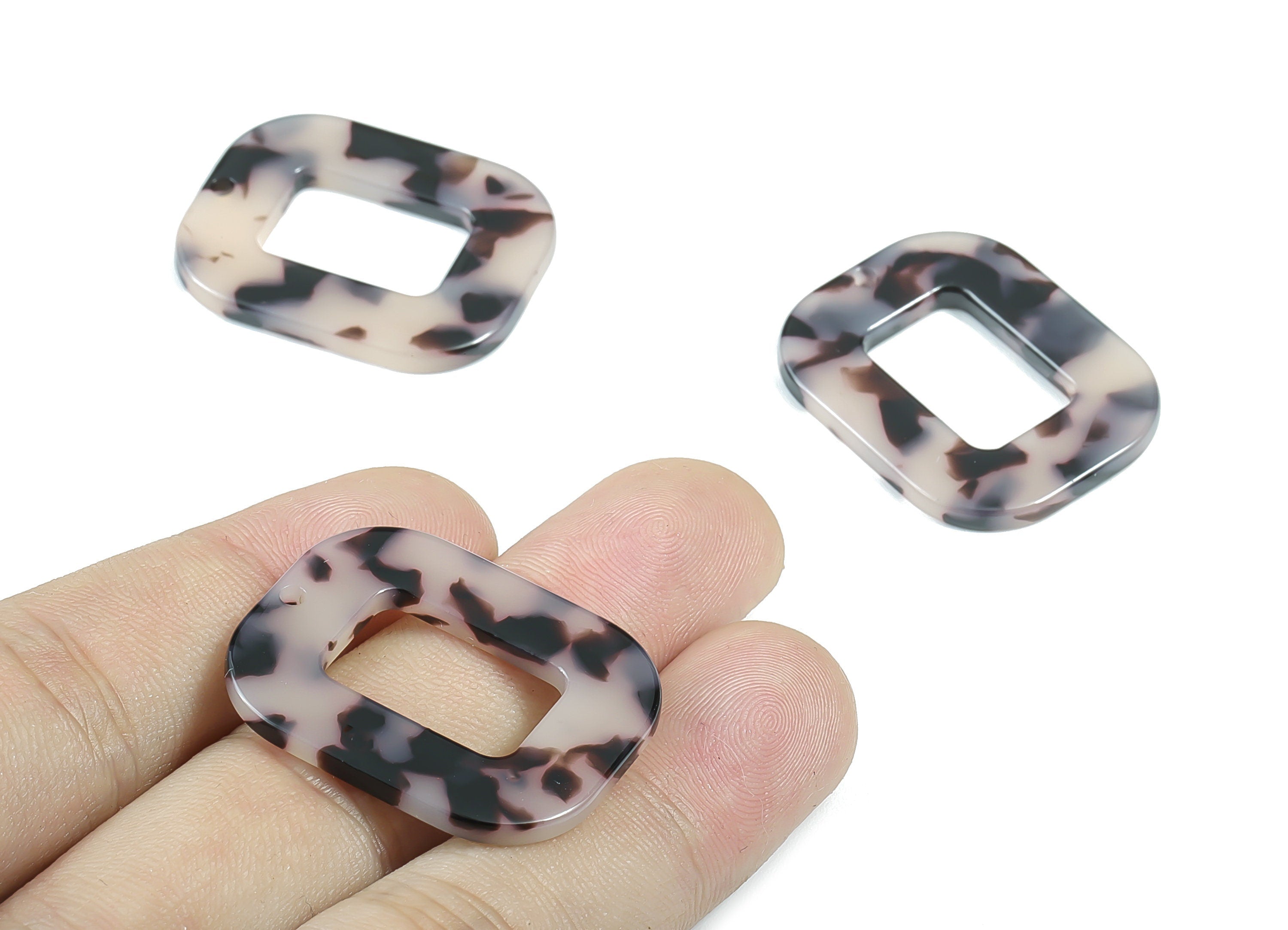 Acetate Rectangle Charms - Blonde Tortoise Shell Earrings - Rectangle Earrings and Pendant - Color Code: A06 -  32.4x26.5mm - AC1080B - DOMEDBAZAAR