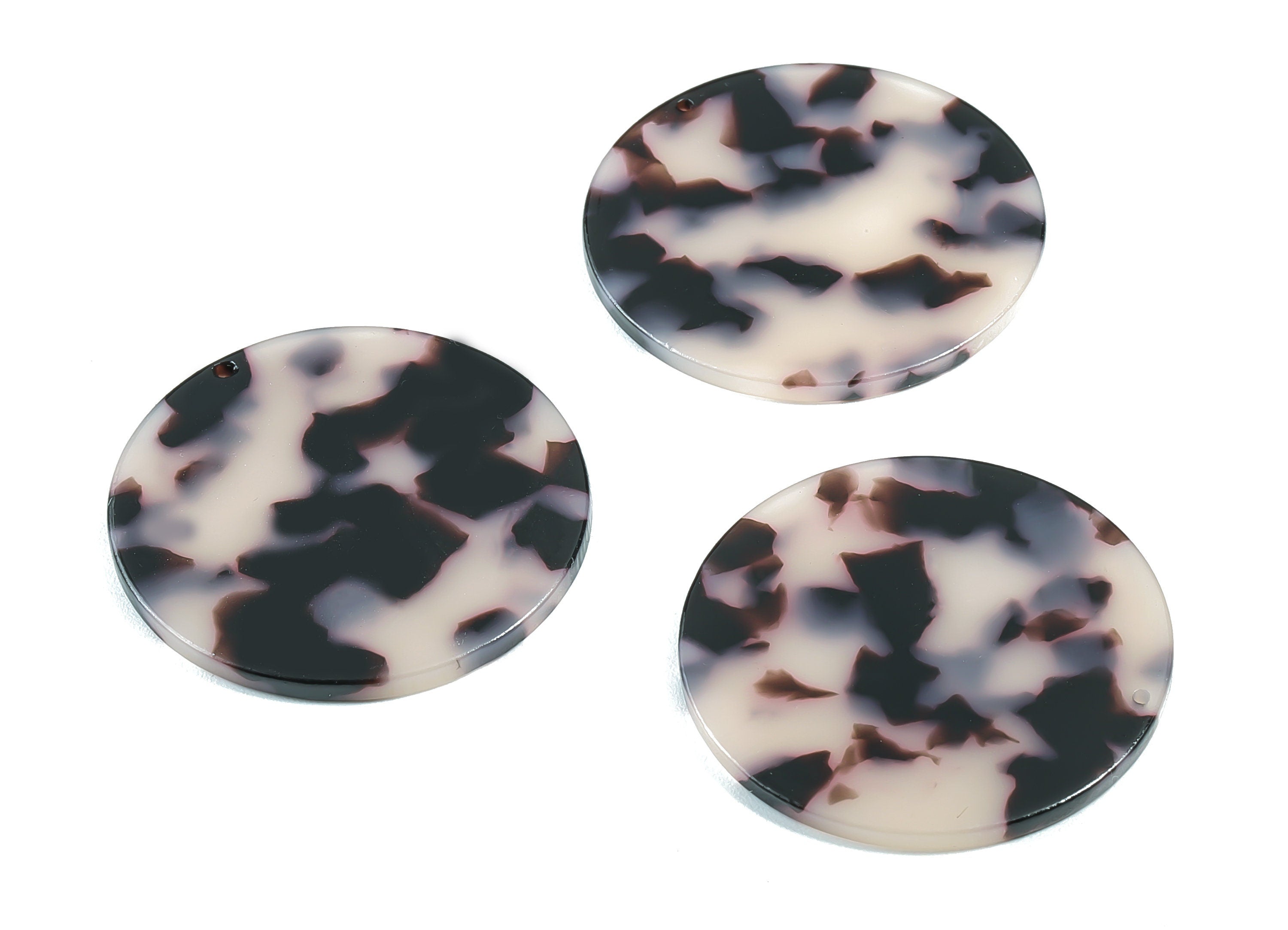 Acetate Round Charms - Blond Tortoise Shell Earrings - Round Earrings and Pendant - Color Code: A06 - 37.4x37.4x2.54mm - AC1571-A06 - DOMEDBAZAAR