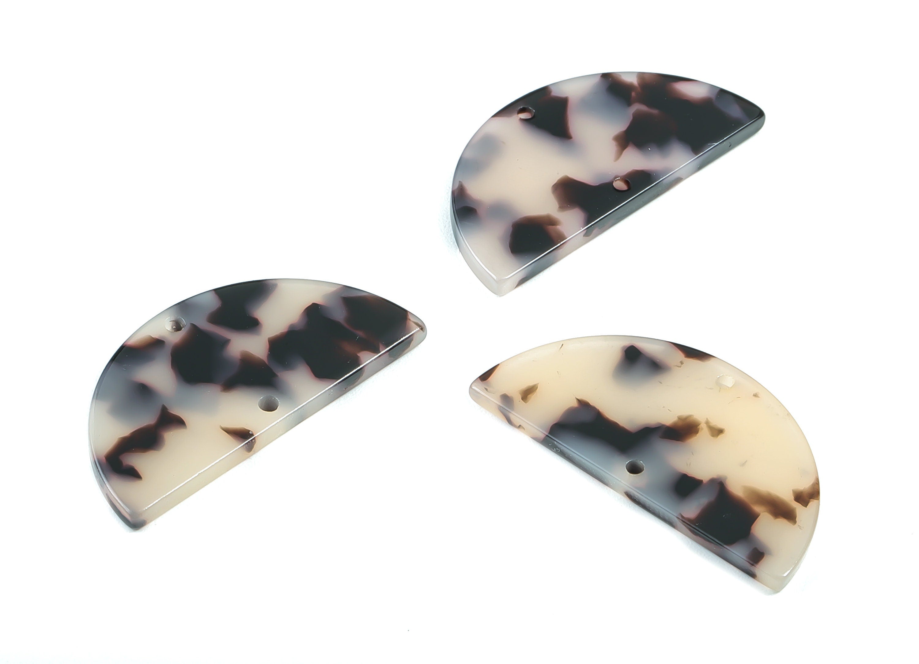 Acetate Semicircle Connectors - 2 Holes Blonde Tortoise Shell Earring - Earring Findings - Color Code: A06 - 36.13x17.84x2.8mm - AC1795-A06 - DOMEDBAZAAR