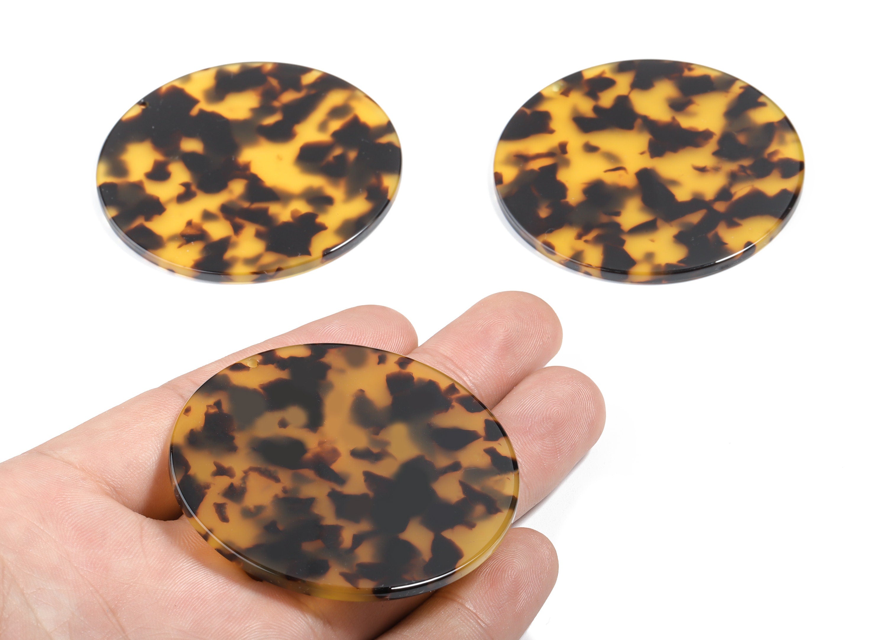 Acetate Coin Earring Charms - Solid Tortoise Shell Earrings - Coin Pendant - Jewelry Supplies - Color Code: A02 - 57x57x2.75mm - AC1296-A02 - DOMEDBAZAAR