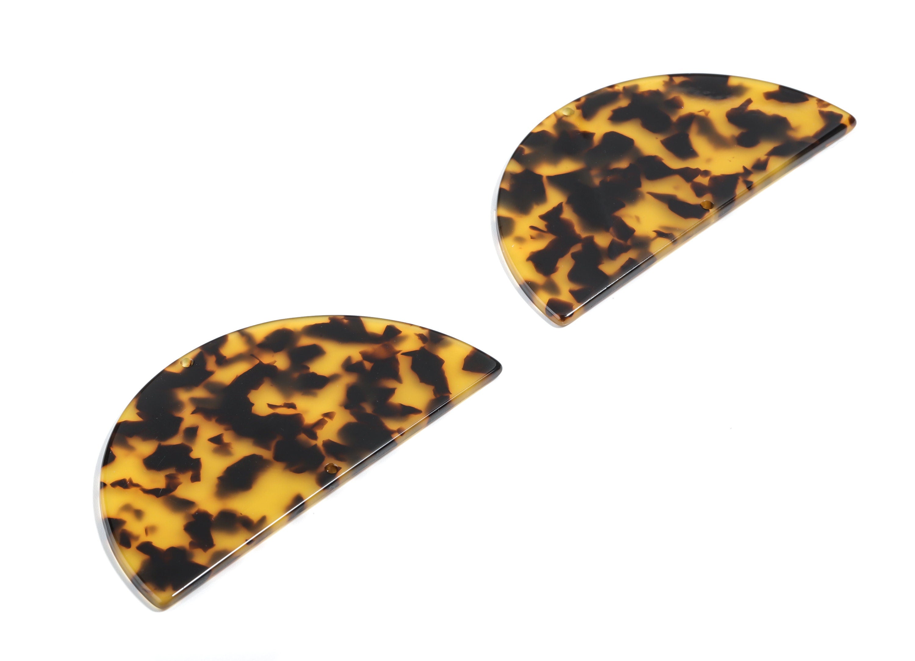 Acetate Big Semi circle Earring Connector - Half Moon Charm - Tortoise Shell - 2 Holes - Color Code:A02 - 77.8x38.9x2.6mm - AC1864-A02 - DOMEDBAZAAR