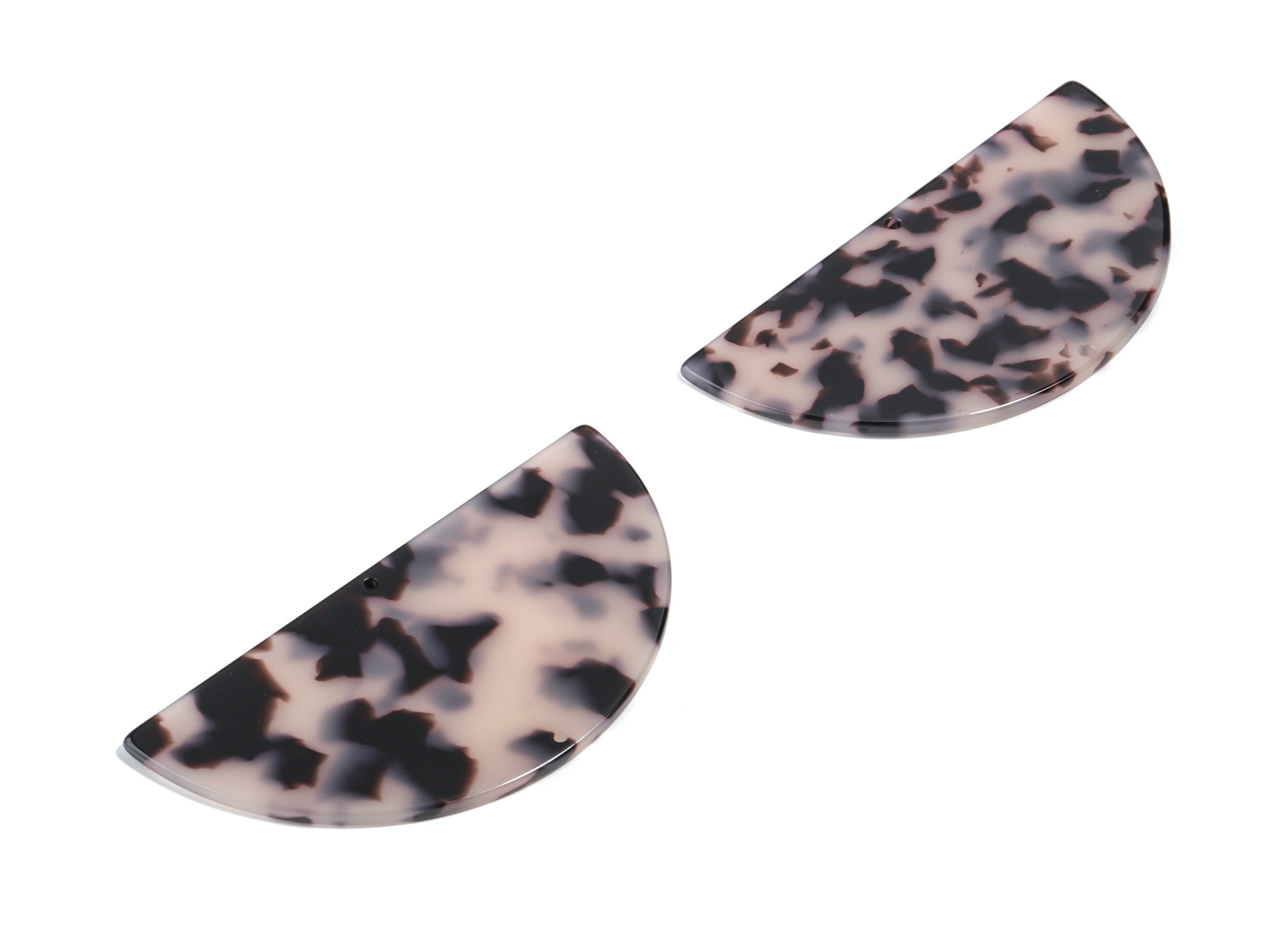 Acetate Big Semi circle Earring Connector - Half Moon Charm - Blond Tortoise Shell - 2 Holes - Color Code:A06 - 77.8x38.9x2.6mm - AC1864-A06 - DOMEDBAZAAR