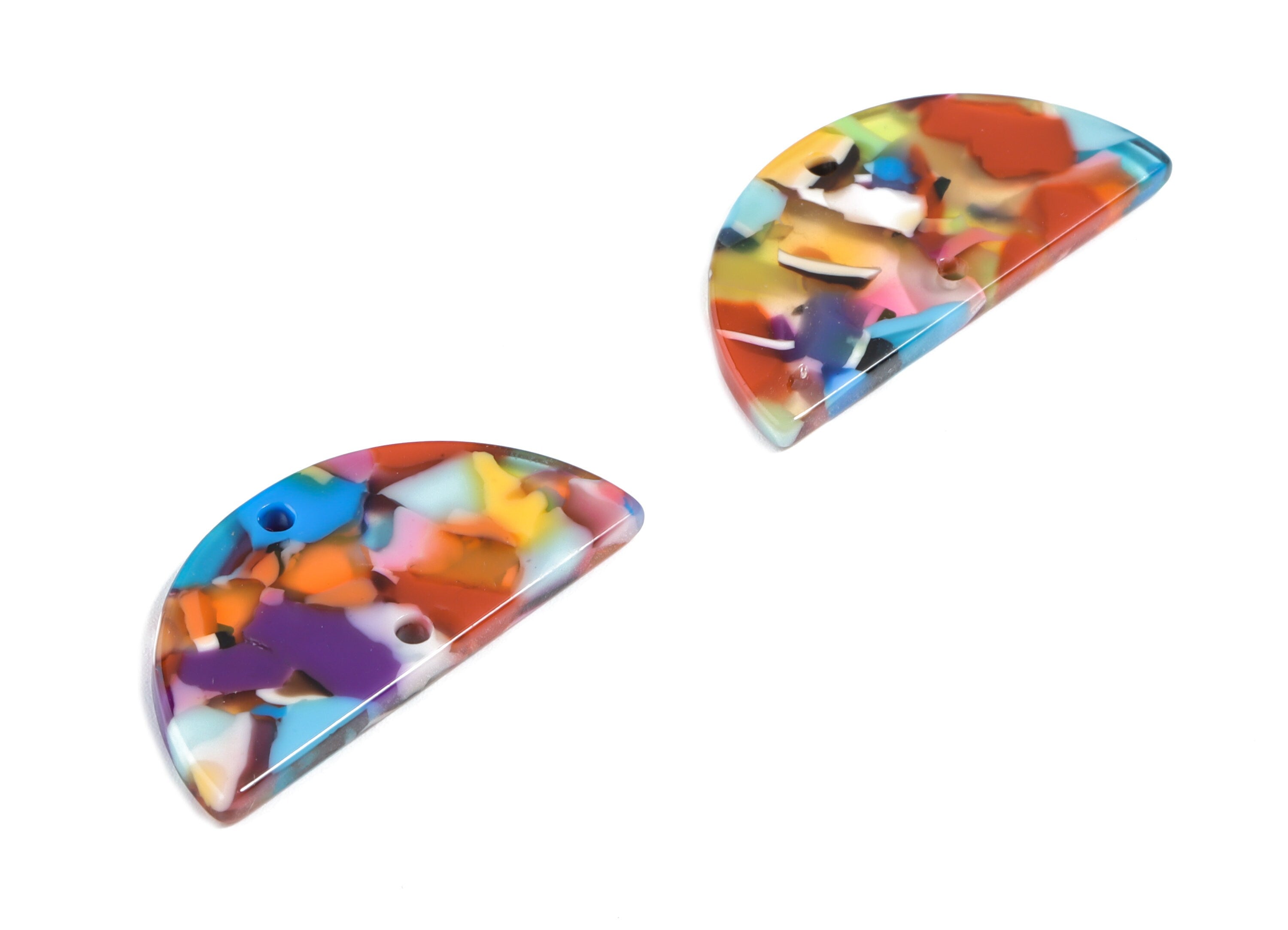 Acetate Semi circle Connectors Charms - 2 Holes Semi circle Earrings - Earring Findings - Color Code:A21 - 29.1x14.6x2.58mm - AC1061-A21 - DOMEDBAZAAR
