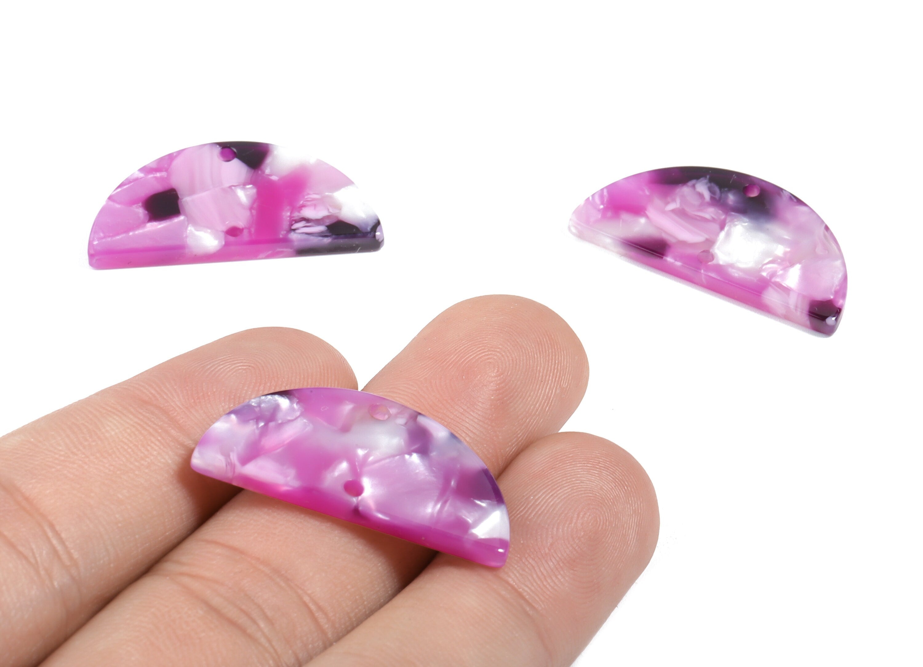 Acetate Semicircle Connectors - Half Moon Earrings - Acetate Pendant - 2 Holes - Color Code:A224 - 29.54x14.96x2.64mm - AC1061-A224 - DOMEDBAZAAR